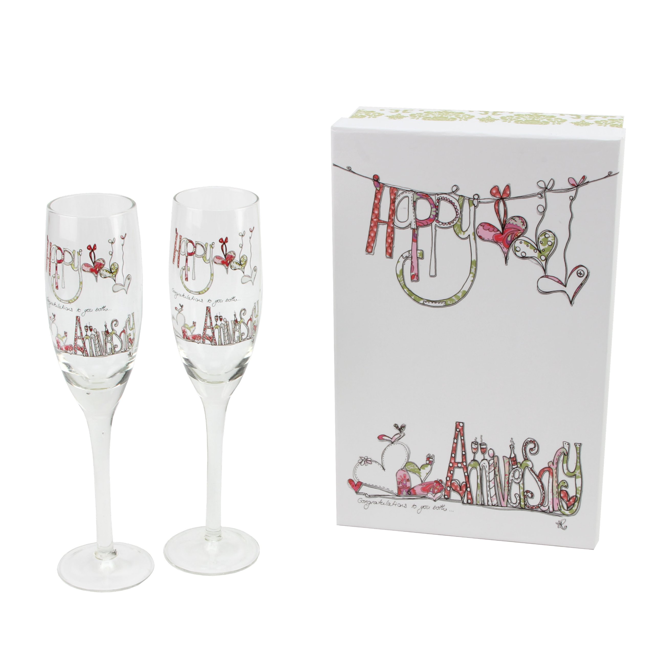 Elegant Pair of Wedding Champagne Flutes - Romantic Anniversary Gift Set in Premium Gift Box - Perfect for Toasting, Wedding Anniversaries & Special Celebrations