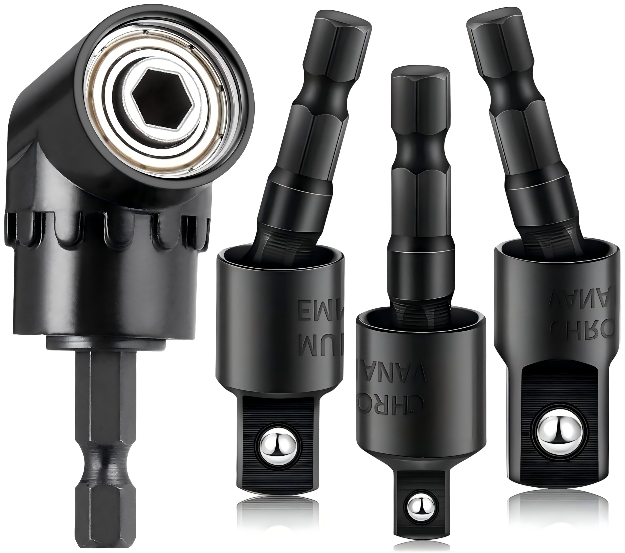4-Piece Power Drill Socket Adapter Set - 1/4