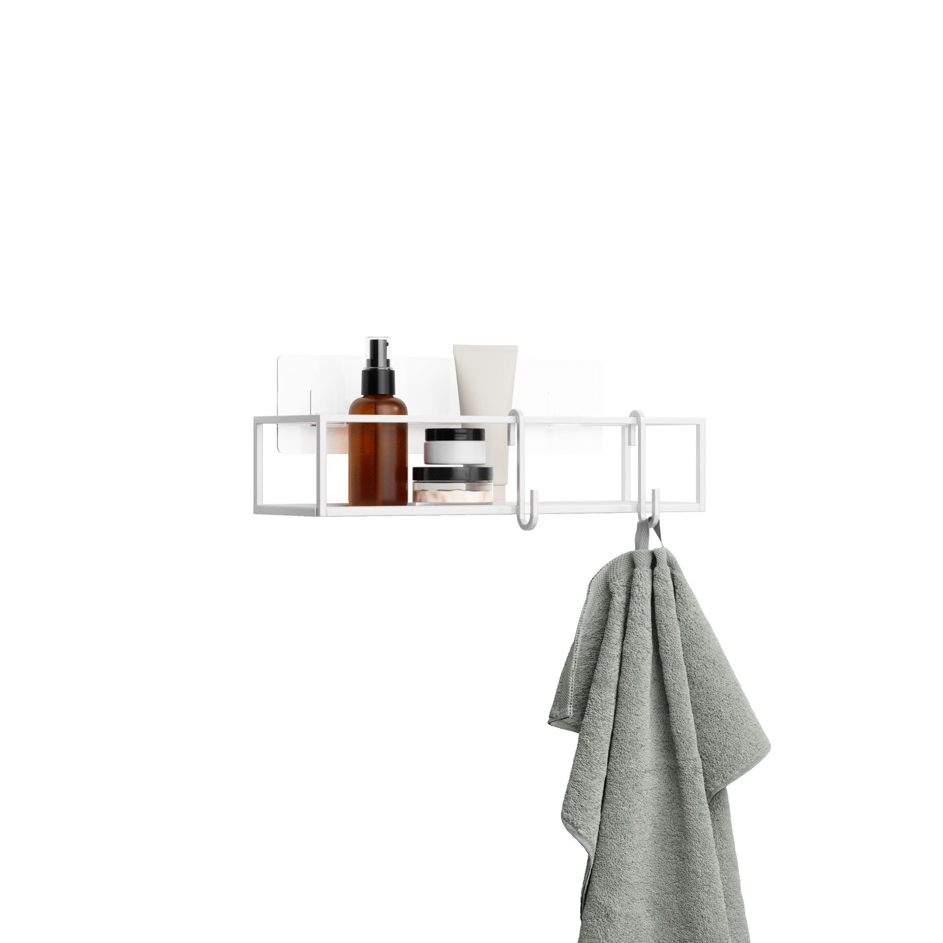 Cubiko Adhesive Shower Bins Set of 2 - Waterproof Bathroom Storage Organizer for Shampoo, Soap & Toiletries - Perfect for Small Spaces & Apartment Living