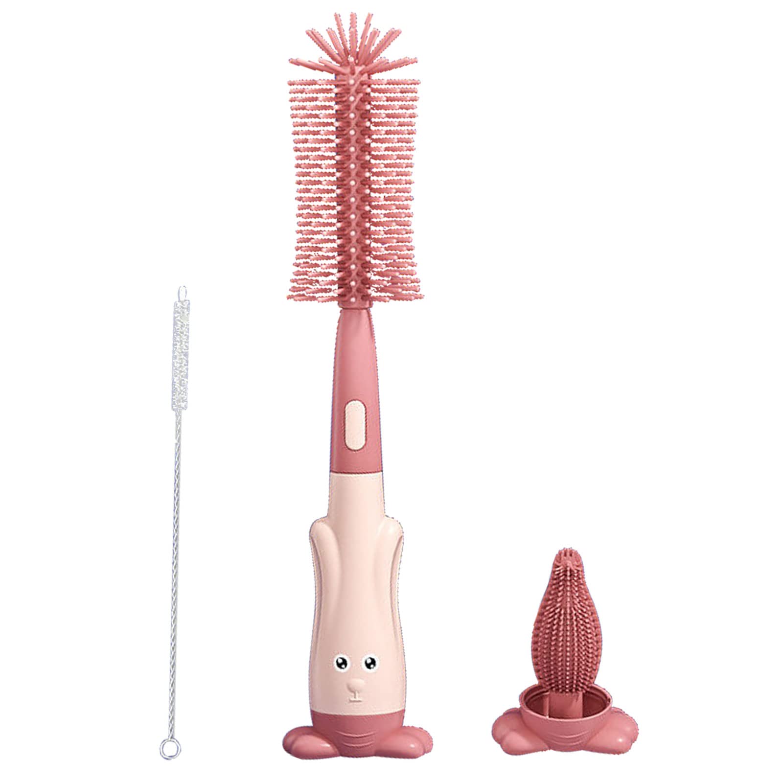 Food-Grade Baby Bottle Cleaning Brush Kit - 3-in-1 Multi-Functional Silicone Brush for Water & Milk Bottles, Cups & Baby Accessories | Safe for Infant Feeding Equipment & Dishwasher Use