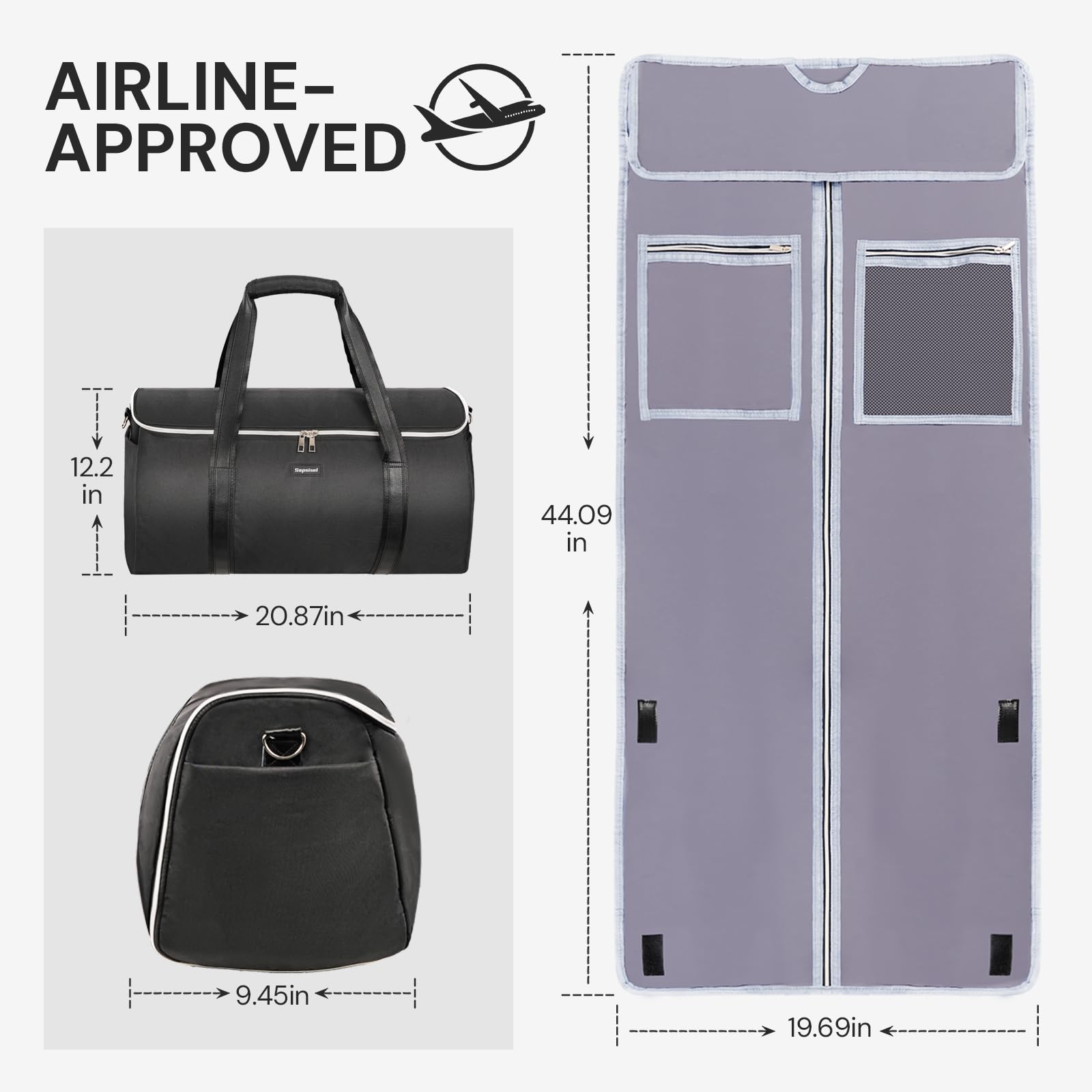 Convertible Garment Duffel Bag for Travel - 2 in 1 Hanging Suit Bag & Large Carry On Luggage for Men & Women | Perfect for Business Trips, Weddings & Airplane Travel