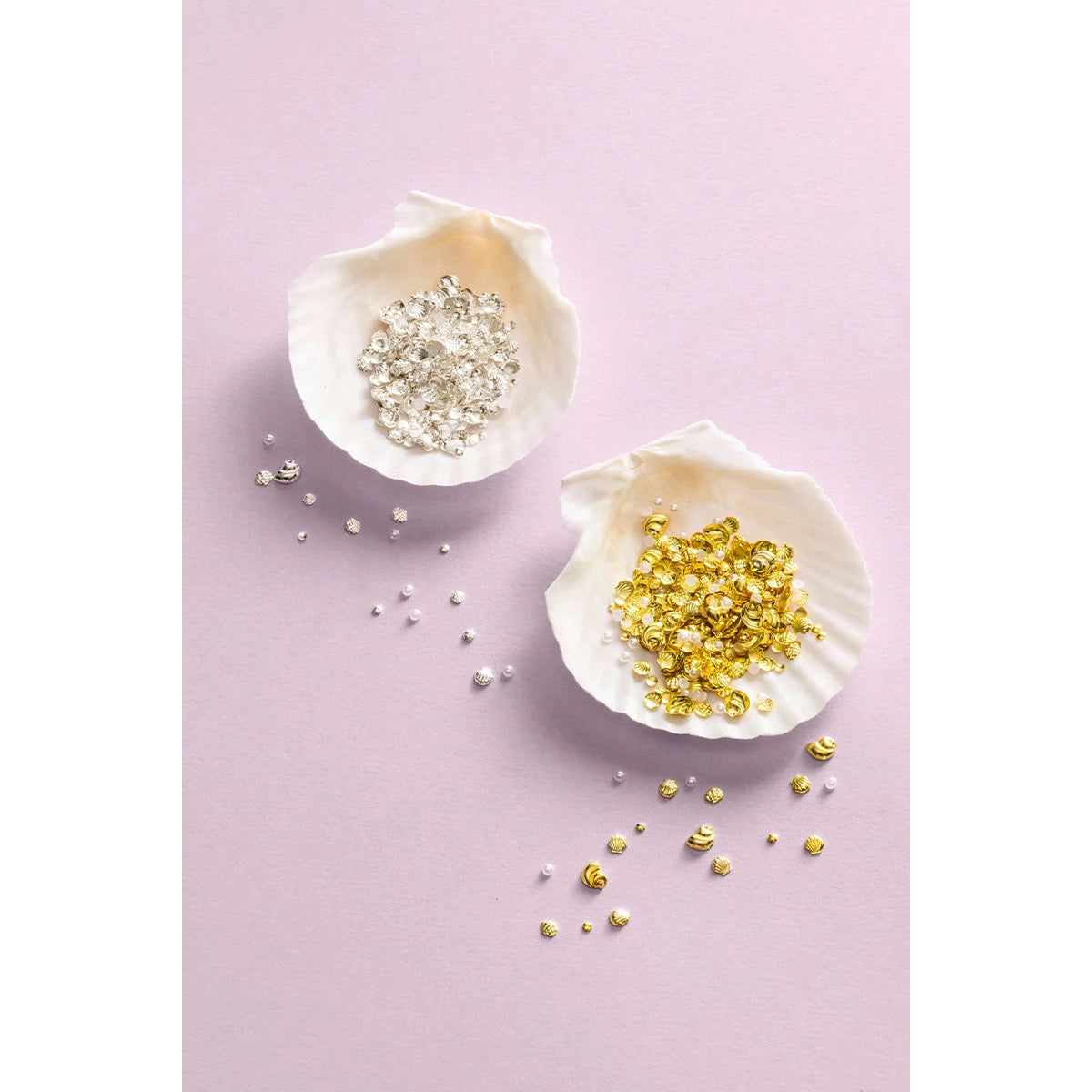 Cirque Colors Nail Art Charms - Gold Coquille Nail Decorations for DIY Manicure & Nail Art Designs | Perfect for Parties, Weddings, and Special Occasions
