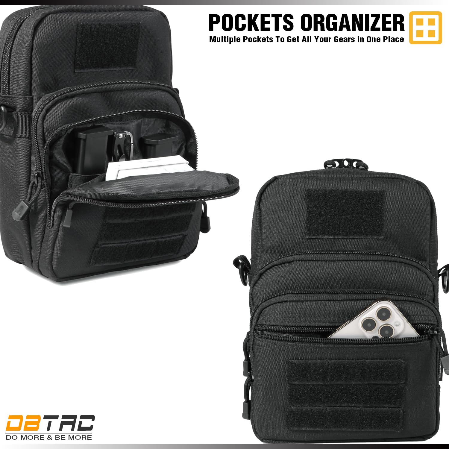DBTAC Compact Gun Pouch with Shoulder Strap - 3L Tactical Crossbody Bag for CCW, Travel & Everyday Carry | Concealed Gun Holder in Black | Perfect for Outdoor Adventures, Range Days & Personal Protection