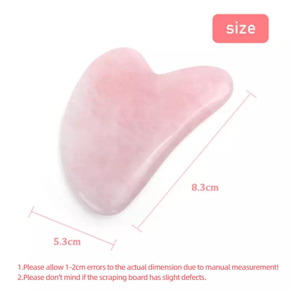 Pink Quartz Jade Stone Heart-Shaped Facial Gua Sha Tool - 5pcs S-Shaped Anti-Wrinkle Scraper Set for Face & Body Massage - Handmade Natural Stone Therapy for Relaxation & Skin Care