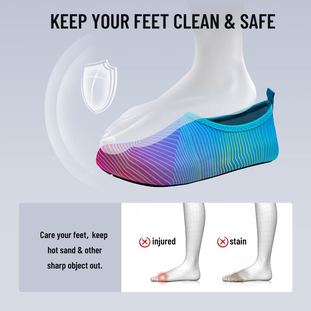 Men's & Women's Quick-Dry Water Shoes - Barefoot Beach Pool Shoes for Surfing, Swimming, Yoga & Water Sports | Ideal for Beach, Pool, Aqua Gym & Outdoor Activities