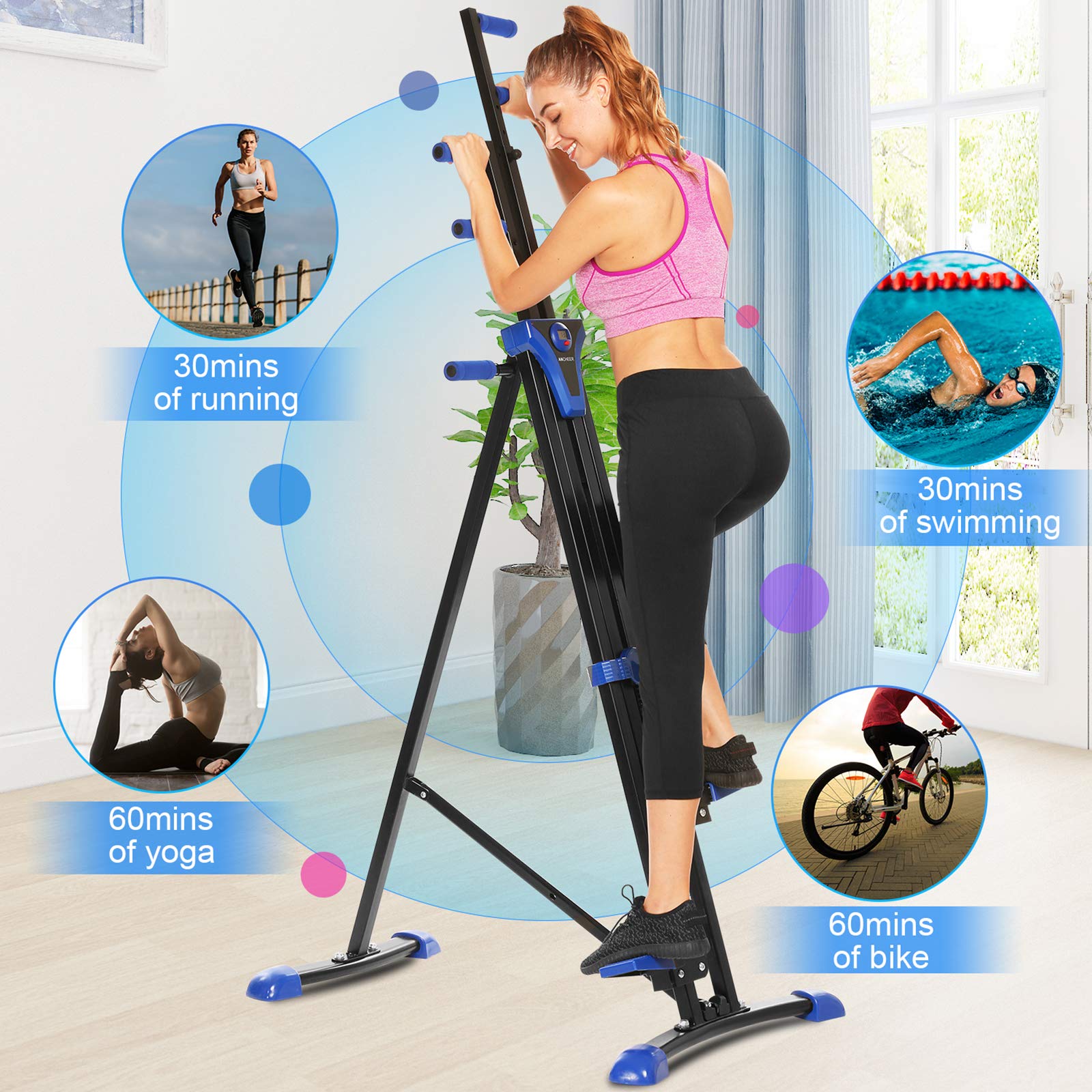 Vertical Climber Exercise Machine - Foldable Home Gym Cardio Equipment with 5-Level Resistance for Full Body Workout - Perfect for Home Fitness, Weight Loss & Toning