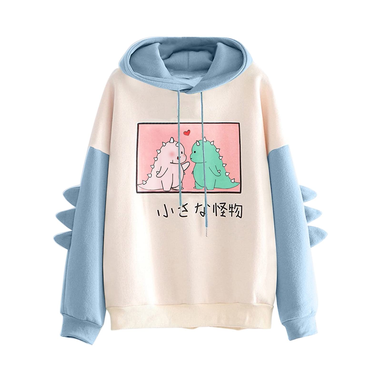 Women's Dinosaur Print Sweatshirt - Long Sleeve Cartoon Hoodie for Teens & Girls | Cute Casual Pullover for School, Streetwear & Winter Outfits