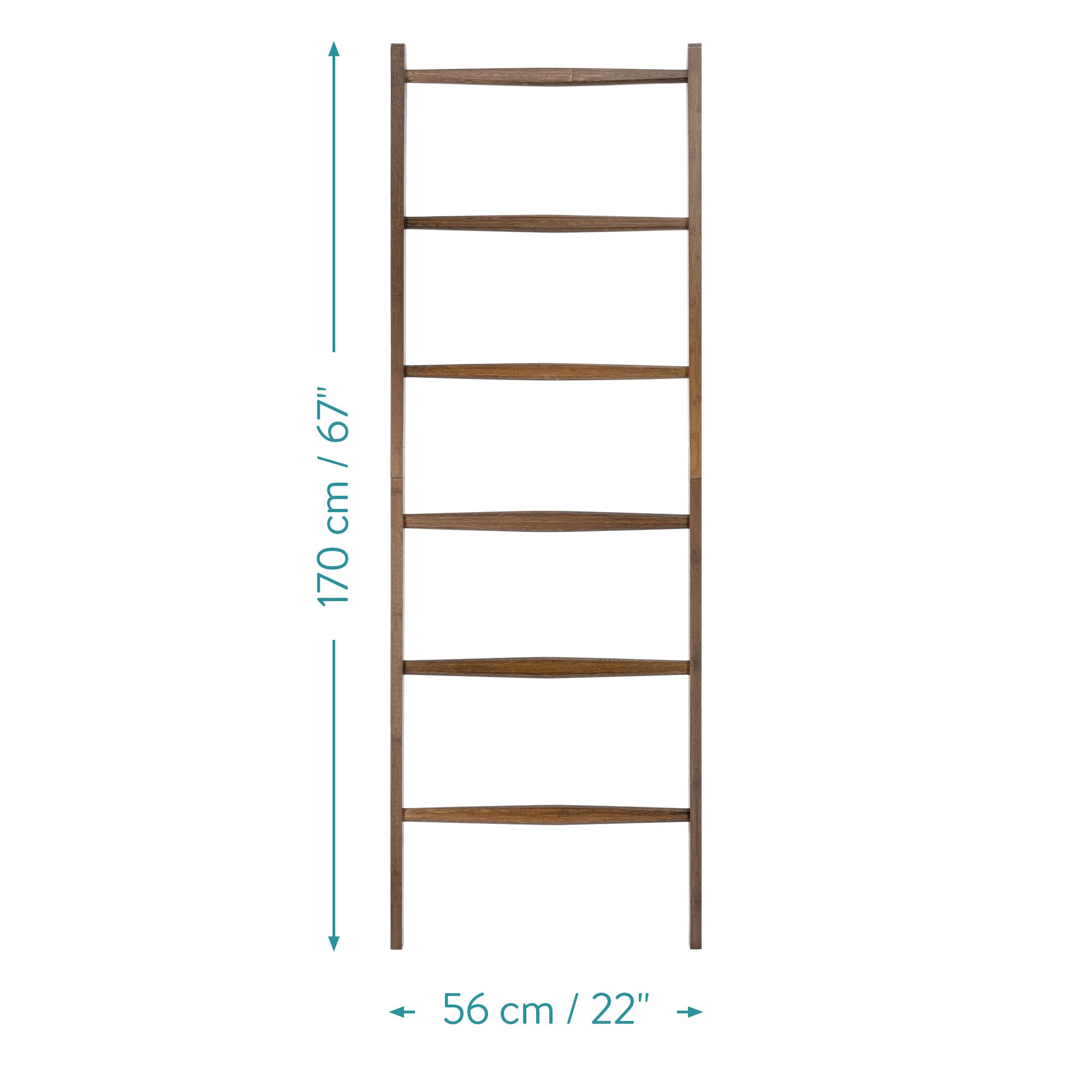 Premium Bamboo Towel Ladder - Space-Saving Wooden Rack for Blankets, Towels & Clothes - Bathroom & Bedroom Organizer - Natural Dark Brown Finish - Perfect for Spa, Laundry Room & Cozy Home Decor