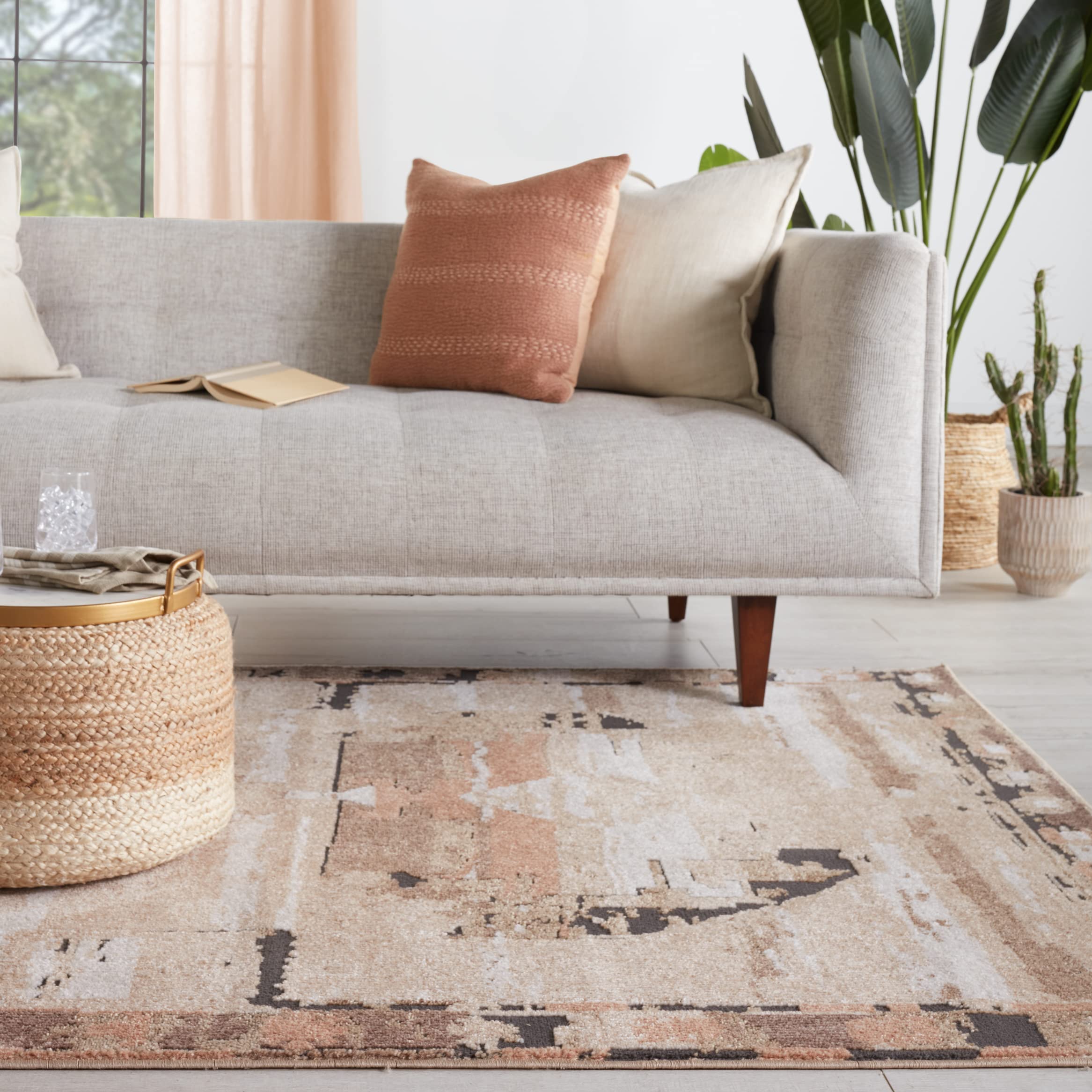 Jaipur Living Naomi Medallion Beige/Tan 5'x8' Area Rug - Soft & Durable for Living Room, Playroom, Home Office & Dining Room - Perfect for Family Gatherings & Cozy Home Decor