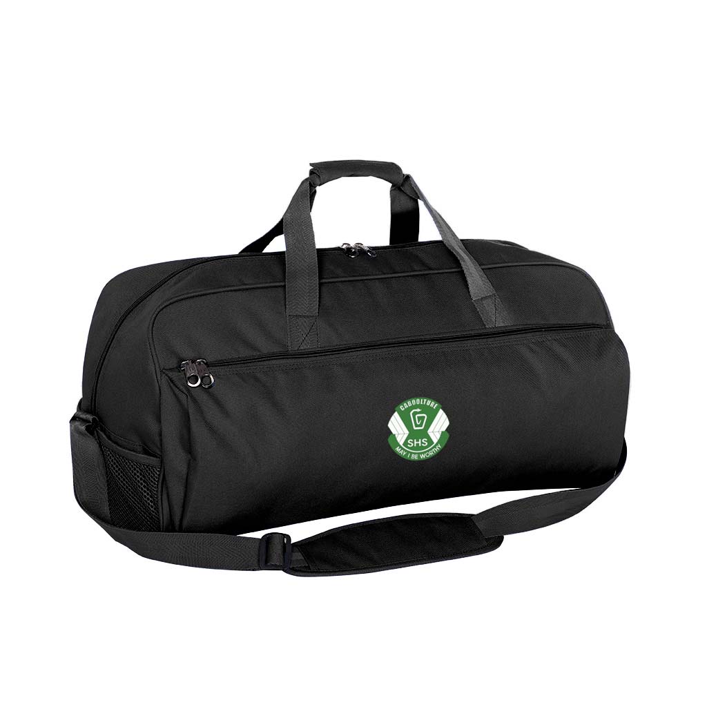 Large Black Sports Bag with Logo - Durable School Backpack for Caboolture State High School | Perfect for Gym, Travel & School Activities