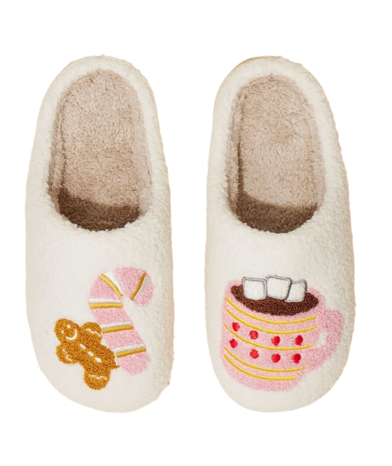 Cozy Adult Slippers - Gingerbread & Cocoa Design - Warm Winter House Shoes for Men & Women - Perfect for Home, Lounge & Holiday Gifts