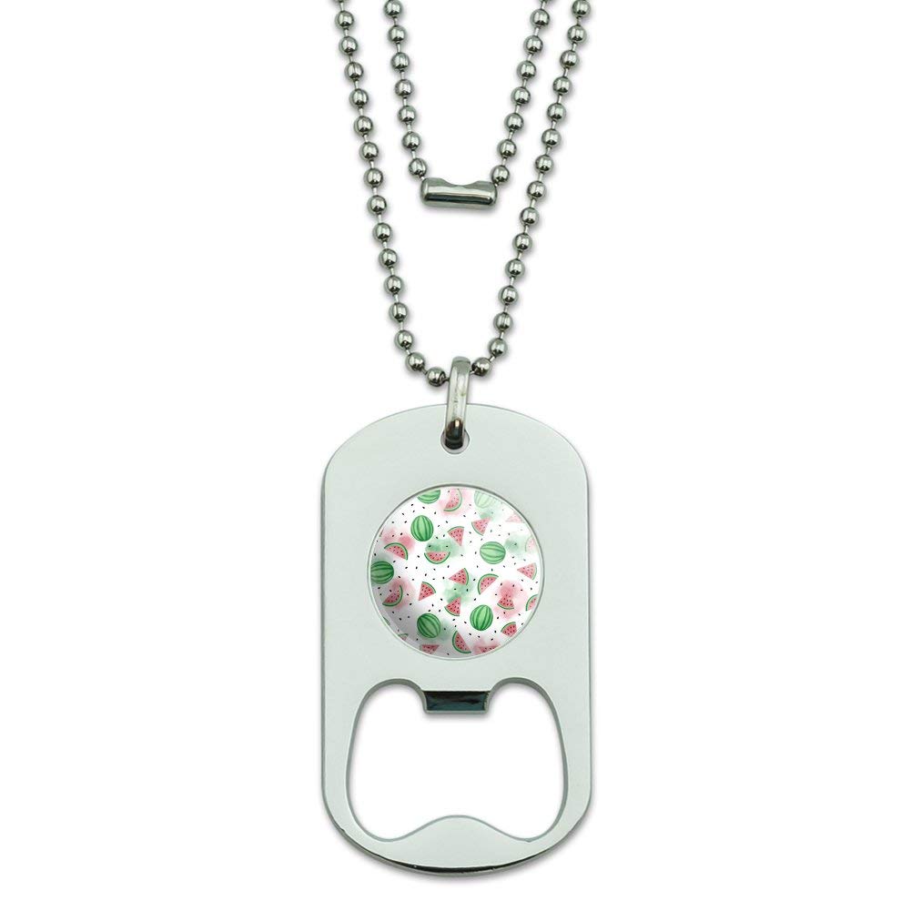 Watercolor Watermelons Pattern Military Dog Tag Bottle Opener Pendant - Vintage Style Keychain for Beer Bottles, DIY Crafts & Gifts - Perfect for Parties, Camping, and Outdoor Adventures