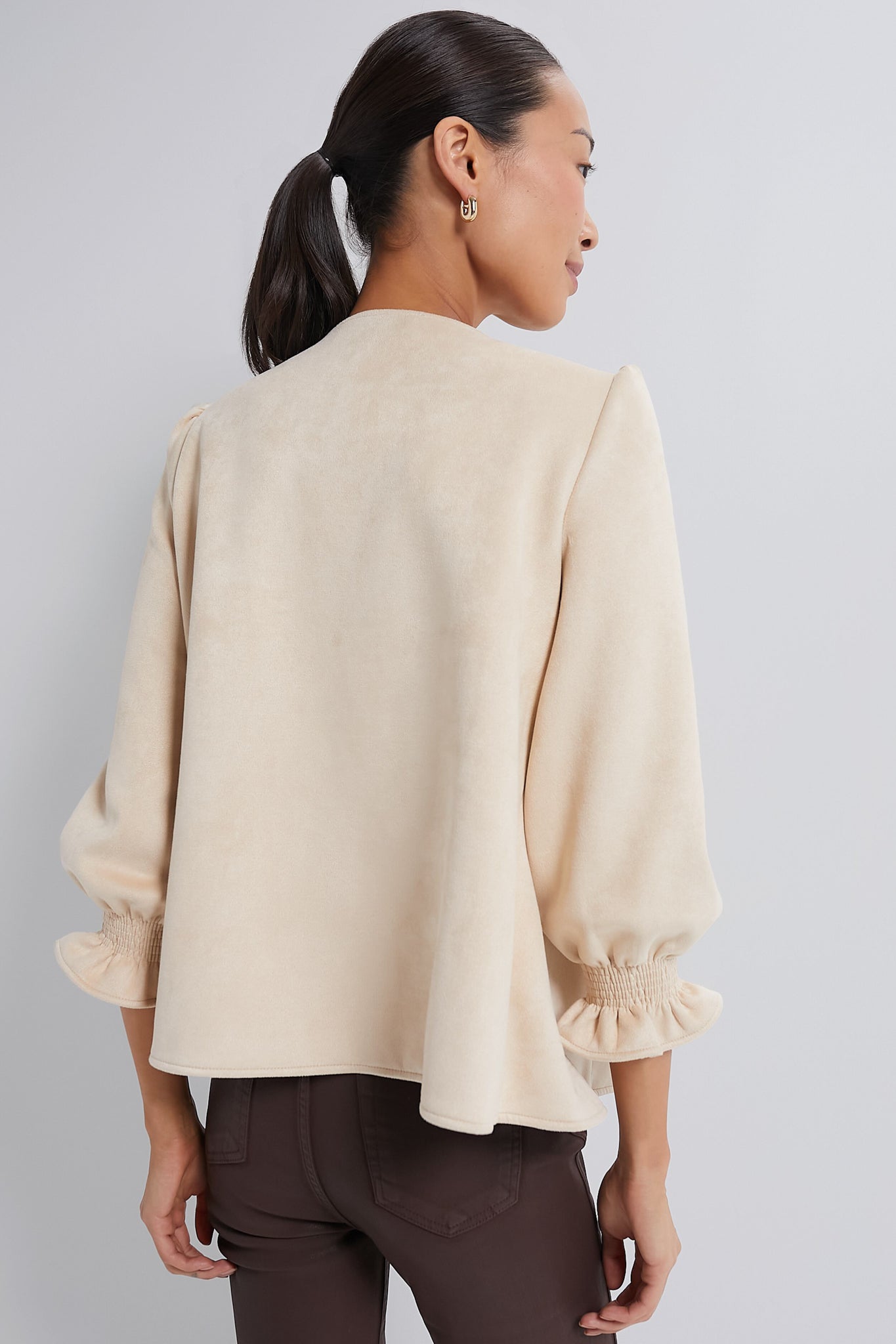 Stylish Bone Suede Easton Blouse for Women | Trendy Casual & Office Wear | Perfect for Work, Dates & Everyday Outfits