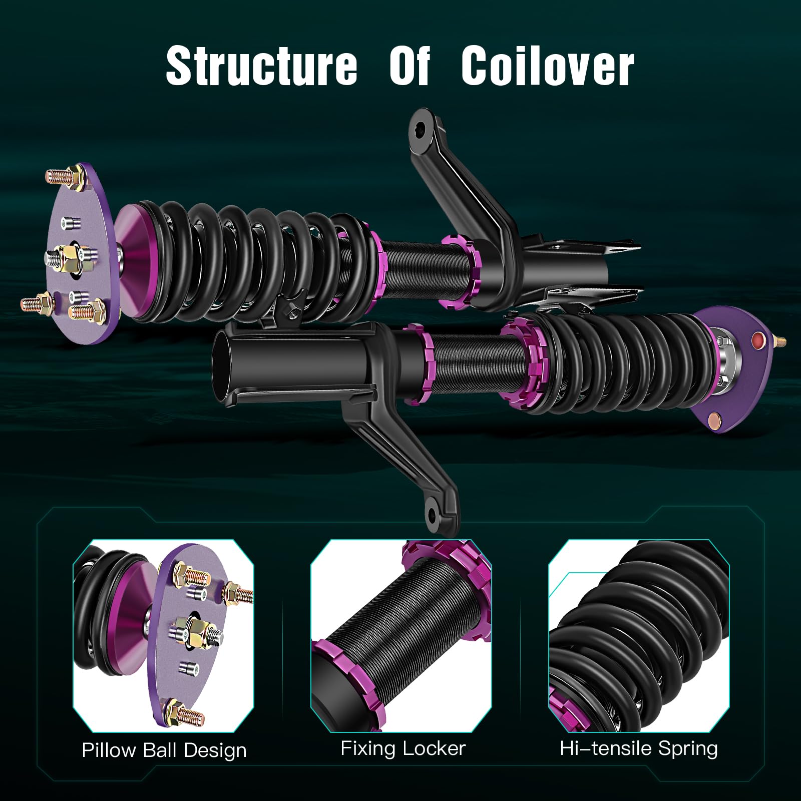 SCITOO Full Coilover Suspension Kit with Shock Struts - Compatible with 2002-2006 Acura RSX (Purple) | Performance Upgrade for Street Racing & Smooth Ride | Perfect for Track Days & Daily Commuting