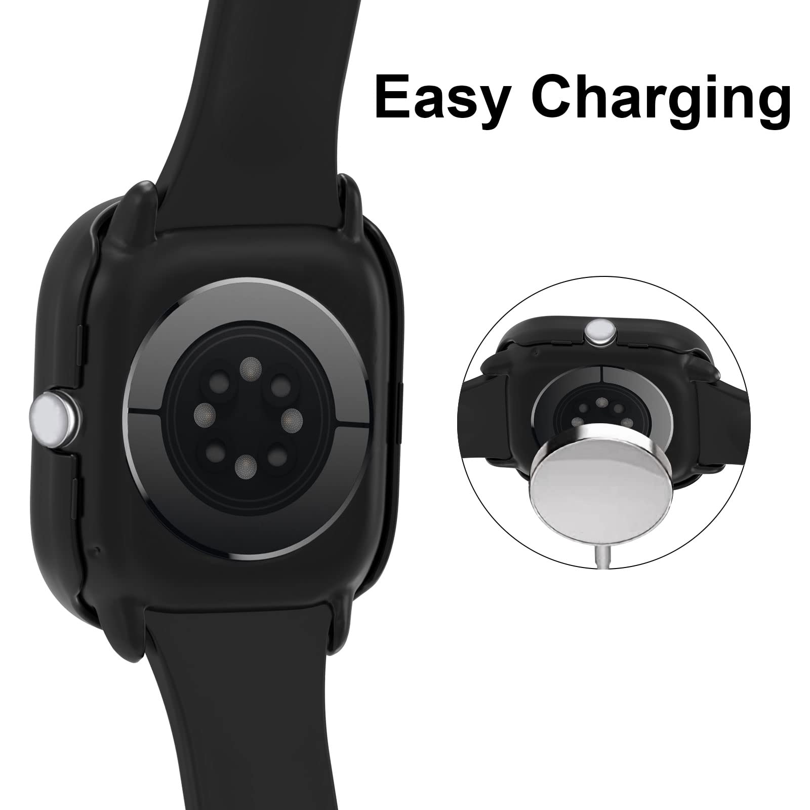 Amazfit GTS 4 Mini Screen Protector (2-Pack) - Hard PC Bumper Full Face Cover Protective Case for Men & Women - Perfect for Workouts, Outdoor Activities & Daily Wear
