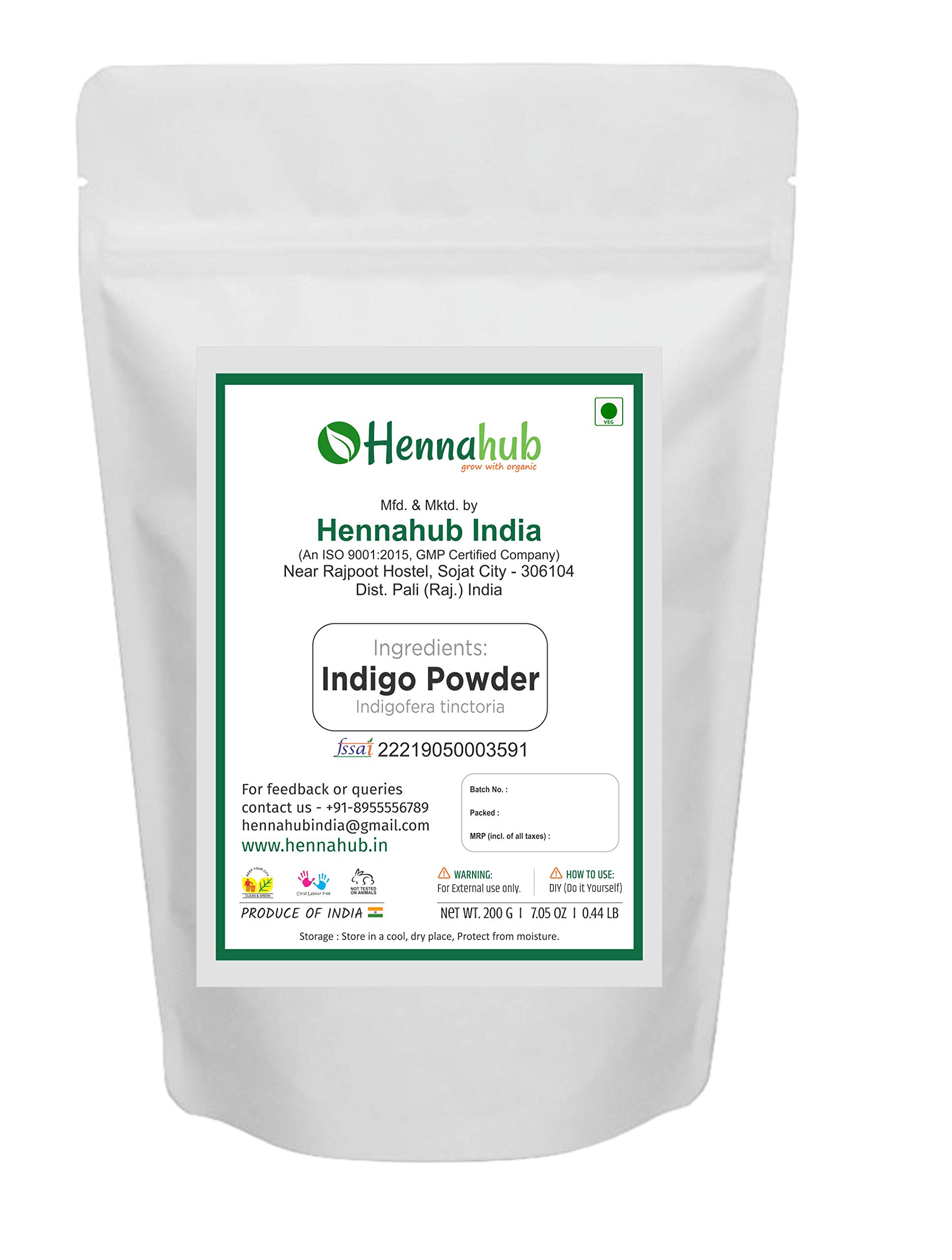 Natural Indigo Powder for Hair - 200g | Strengthens, Adds Shine & Conditions | Organic Hair Color Dye | Perfect for DIY Hair Coloring & Natural Hair Care at Home