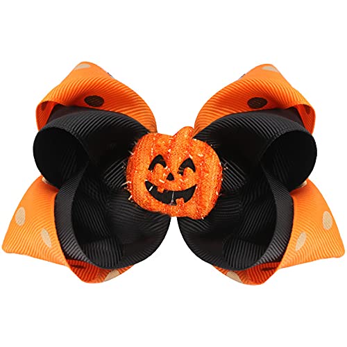 JIAHANG Halloween Hair Bows for Baby Girls - 4Pcs Pumpkin Ghost Hair Clips with Alligator Clips, Cute Hair Accessories for Infants Toddlers & Teens | Perfect for Halloween Costumes, Dress Up Parties & Photo Shoots