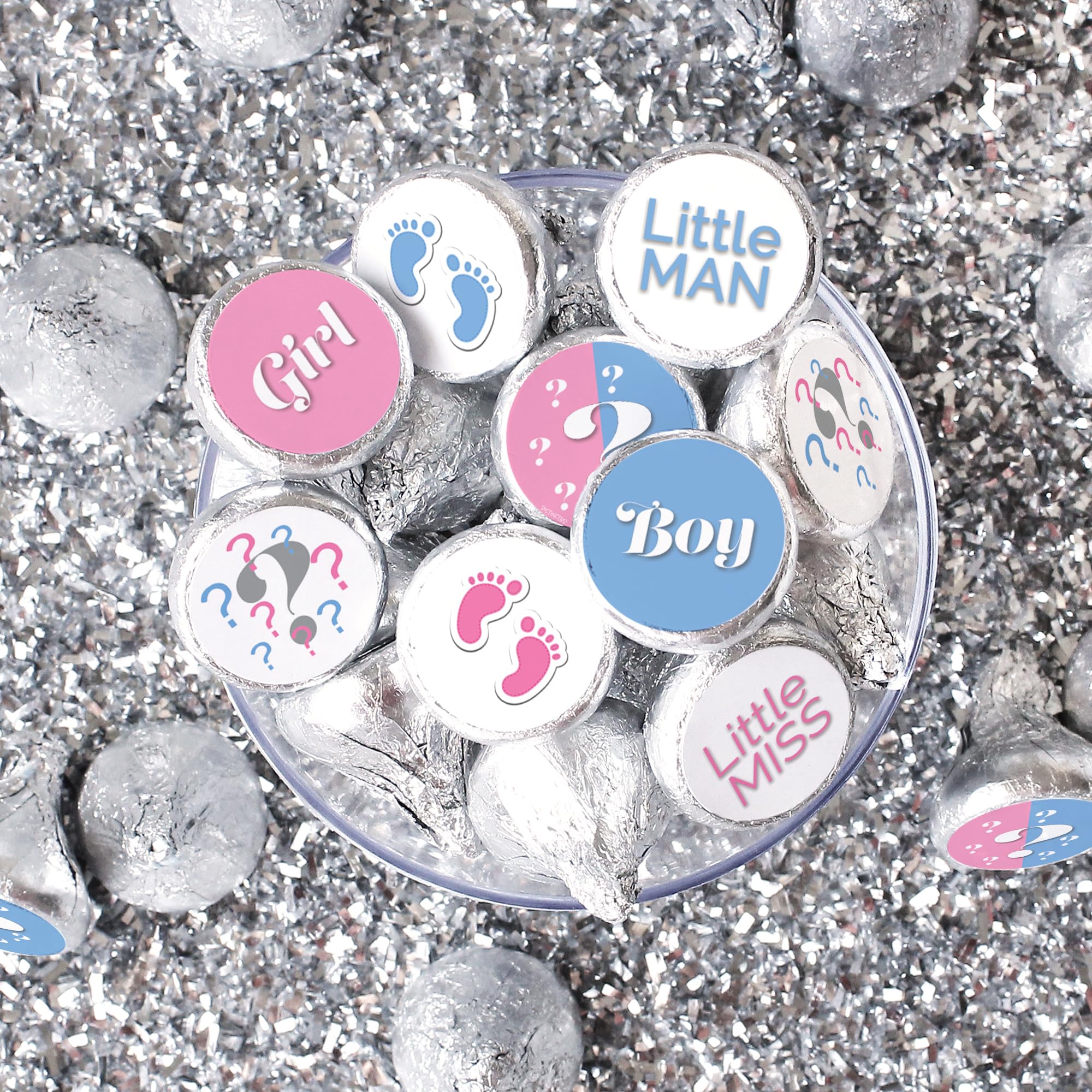 Baby Gender Reveal Party Favor Stickers - Team Girl & Team Boy Chocolate Kisses Candy Labels (180 Count) - Perfect for Gender Reveal Parties, Baby Showers & Celebrations