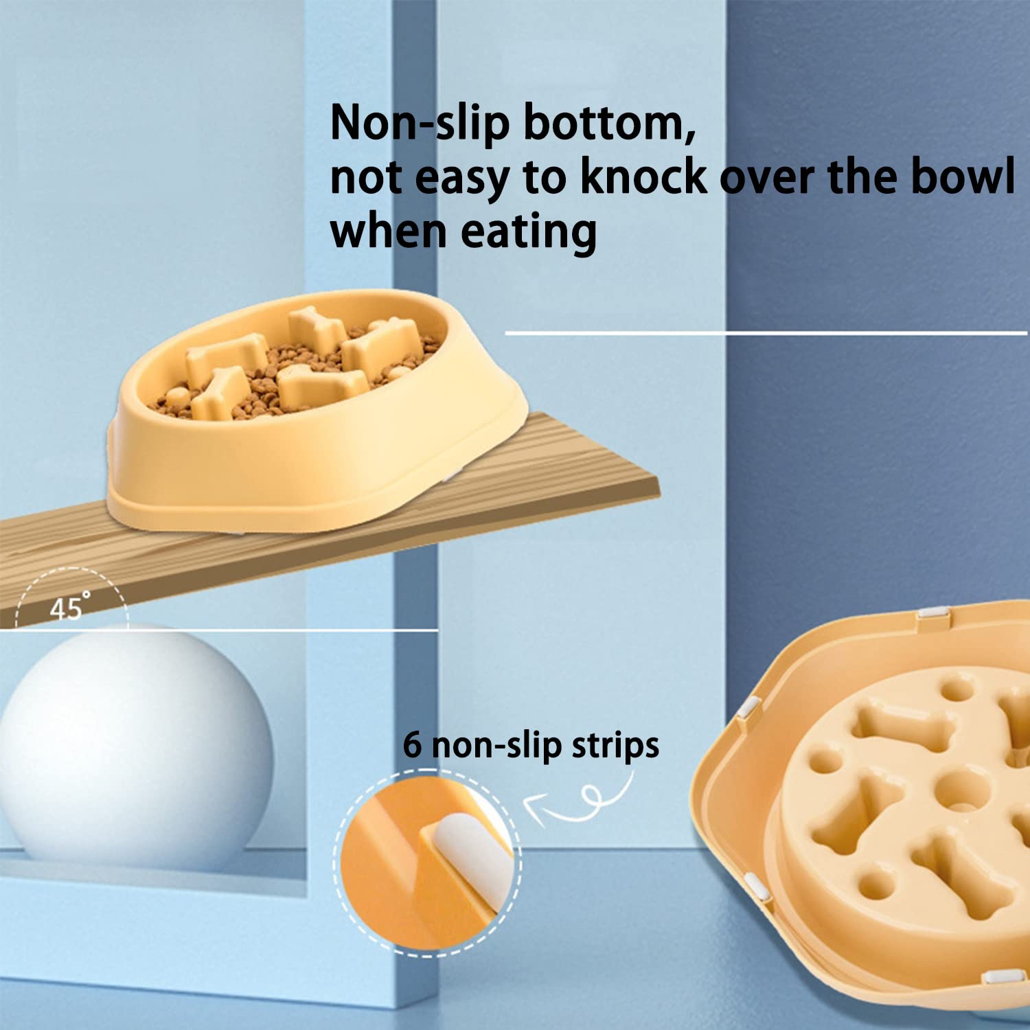 Personalized Slow Feeder Dog Bowl - Non-Slip Custom Pet Food Dish for Small & Medium Dogs - 7.4