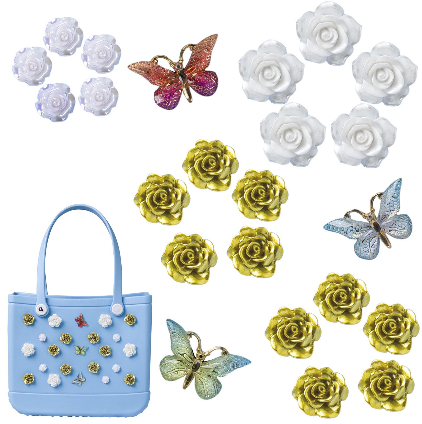 Floral Bogg Bag Charms - Beach Bag Accessories Compatible with Simply Southern Bags | Perfect for Summer Vacations, Pool Parties & Beach Outings