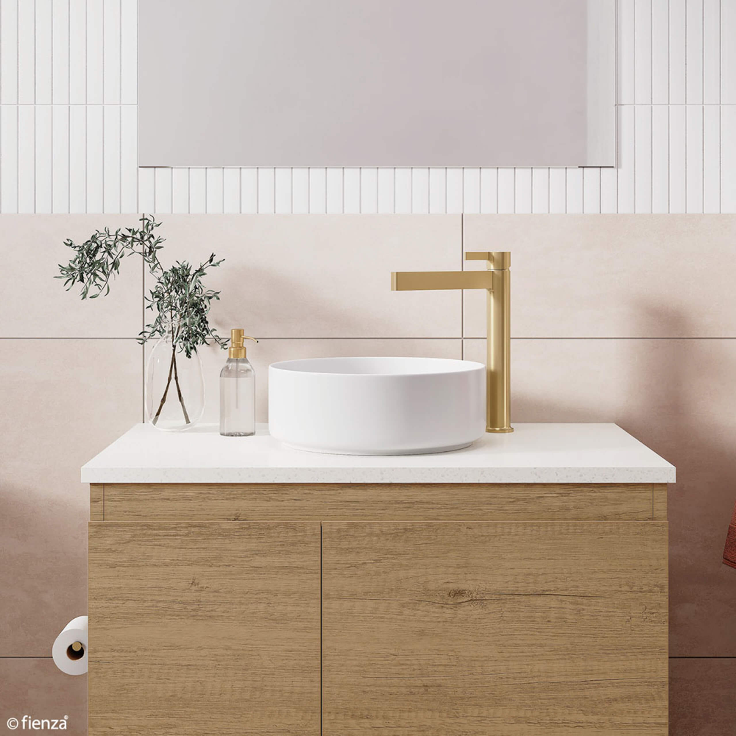 Fienza Reba Mini Above Counter Basin 310x310x110mm Gloss White - Compact Bathroom Sink for Small Spaces, Powder Rooms & Vanities | Modern Ceramic Vessel Sink for Home & Commercial Use