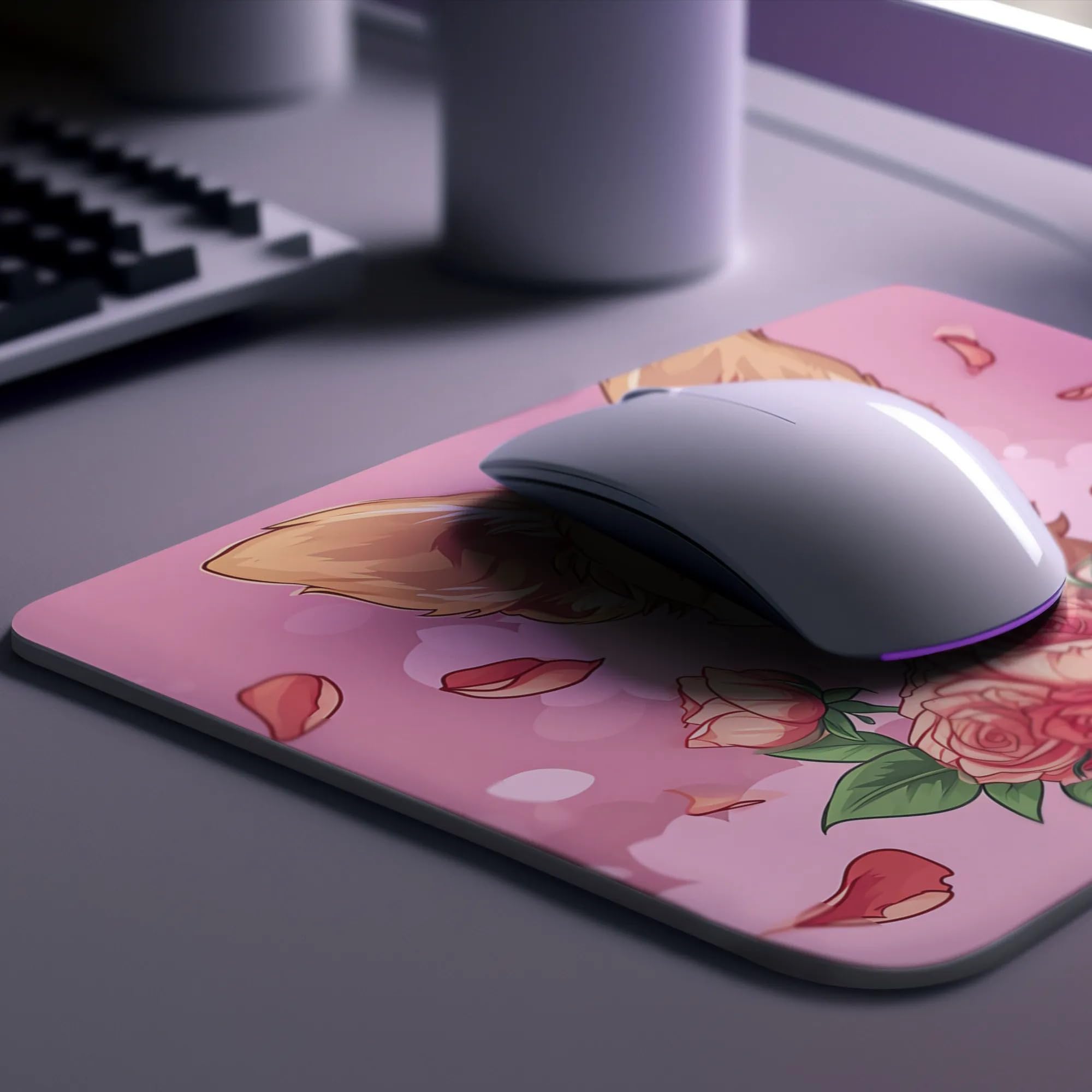 Non-Slip Rubber Mouse Pad with Adorable Chihuahua & Flowers Design - Perfect Gift for Dog Lovers, Home Office, Gaming Desk, Computer & Laptop Use - Cute Pet Accessory for Work & Play