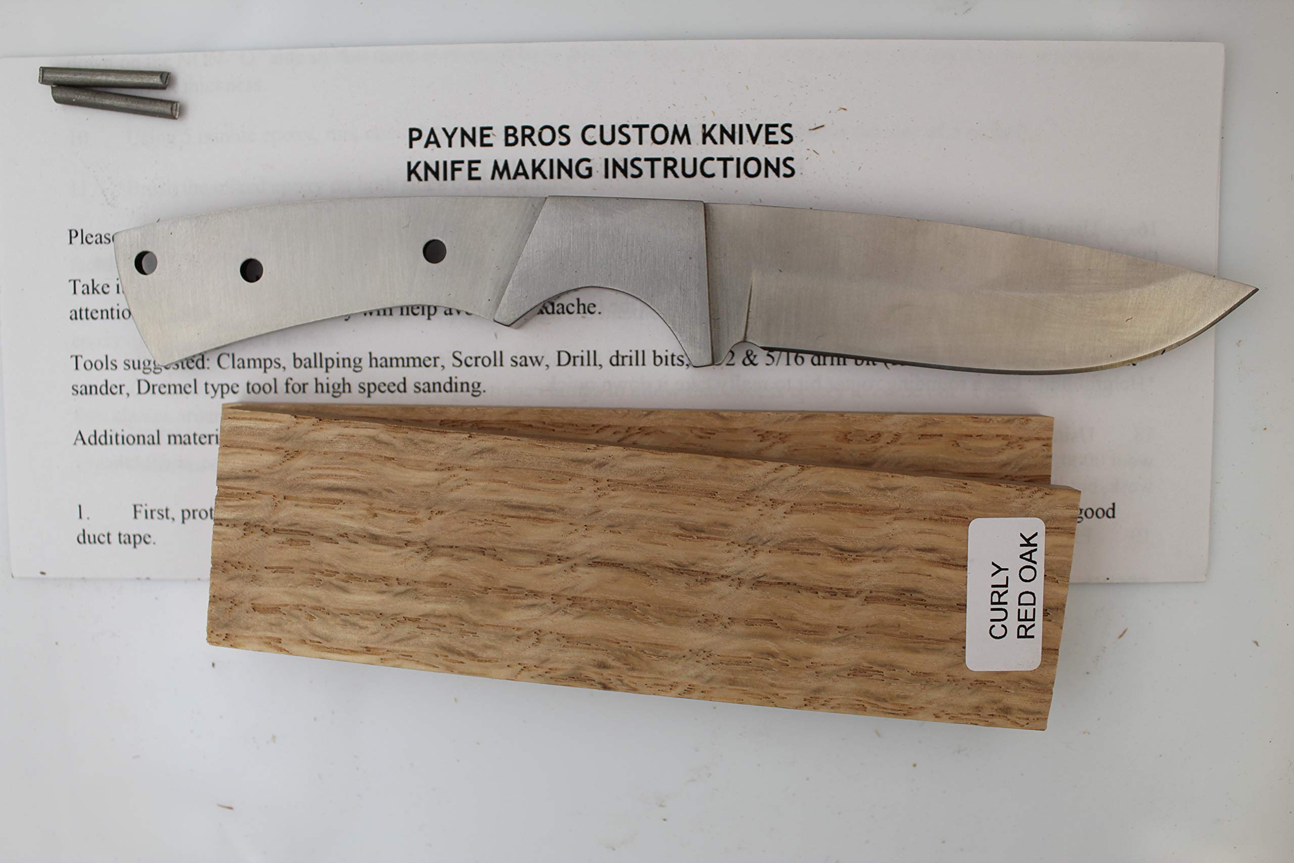 Cutty Sark Drop Point Skinner Knife Kit - DIY Knife Making Kit with Curly Red Oak Handle by Payne Bros | Hunting, Camping & Outdoor Survival Gear