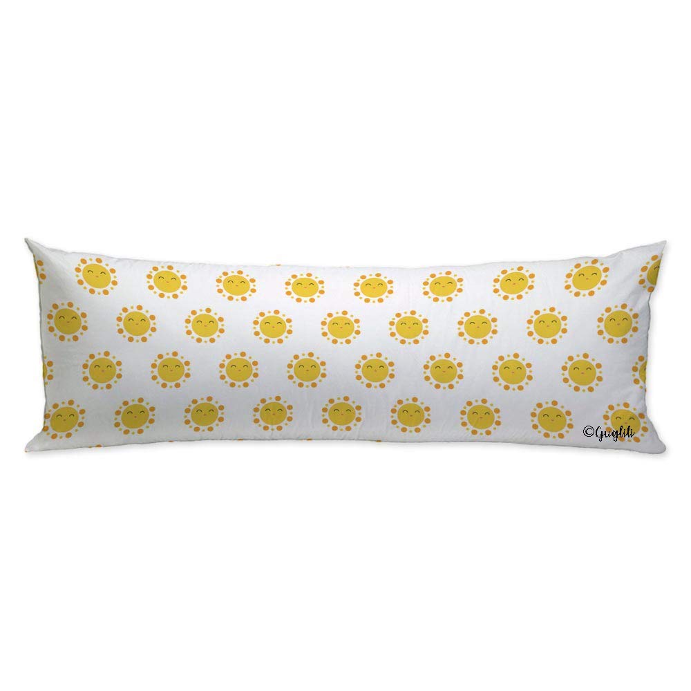 Cartoon Cute Sun Body Pillow Cover 20x54 Inch - Sunny Day Themed Kids Room Decor, Cozy Home Bedding & Couch Pillowcase for Children's Bedroom, Living Room & Nursery Decor