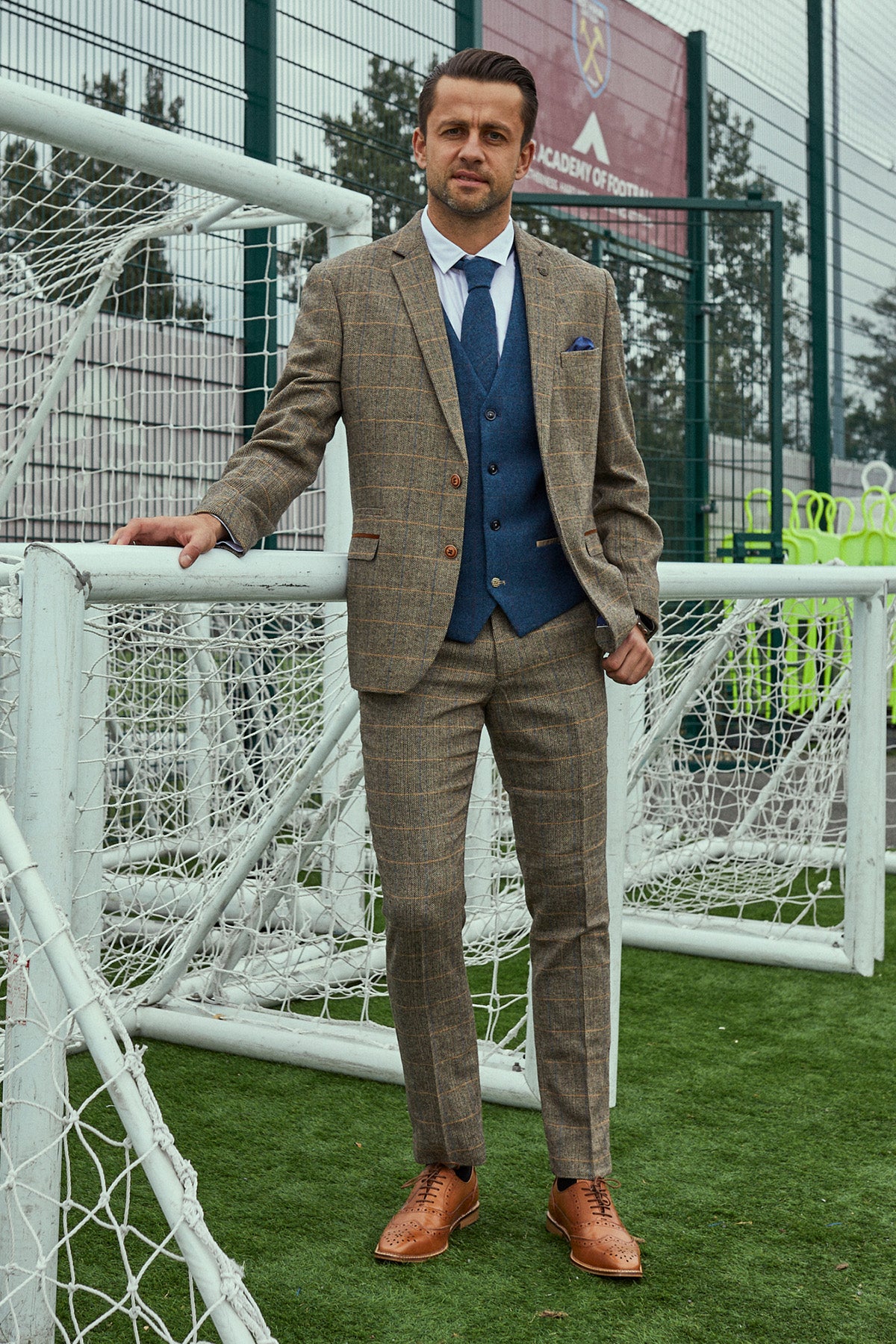 Elegant TED Tan Tweed Suit with Dion Waistcoat - Premium Men's Formal Attire for Weddings, Business Meetings & Special Occasions