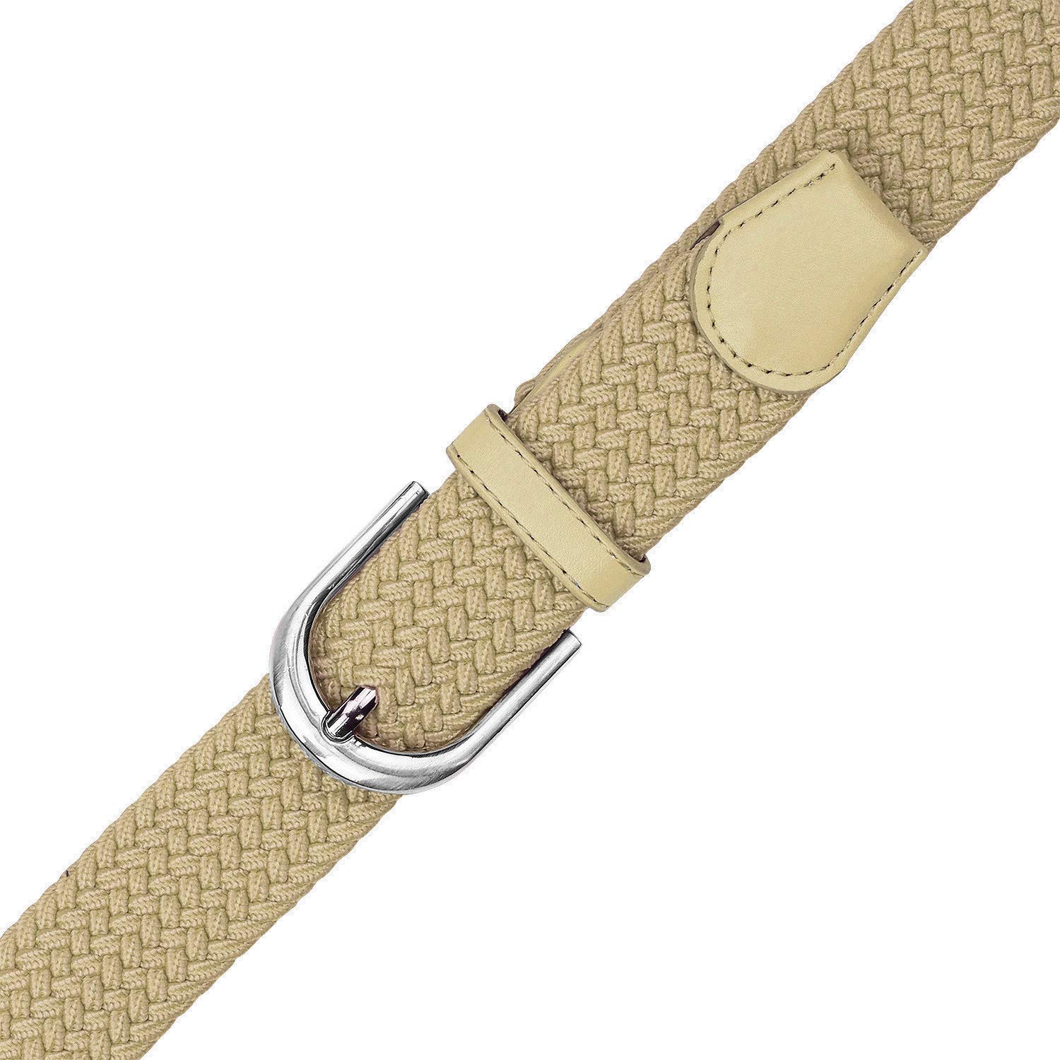 Falari Stretch Braided Belt for Men & Women - Adjustable No-Hole Canvas Fabric Belt - Perfect for Casual Wear, Jeans, Pants & Outdoor Activities