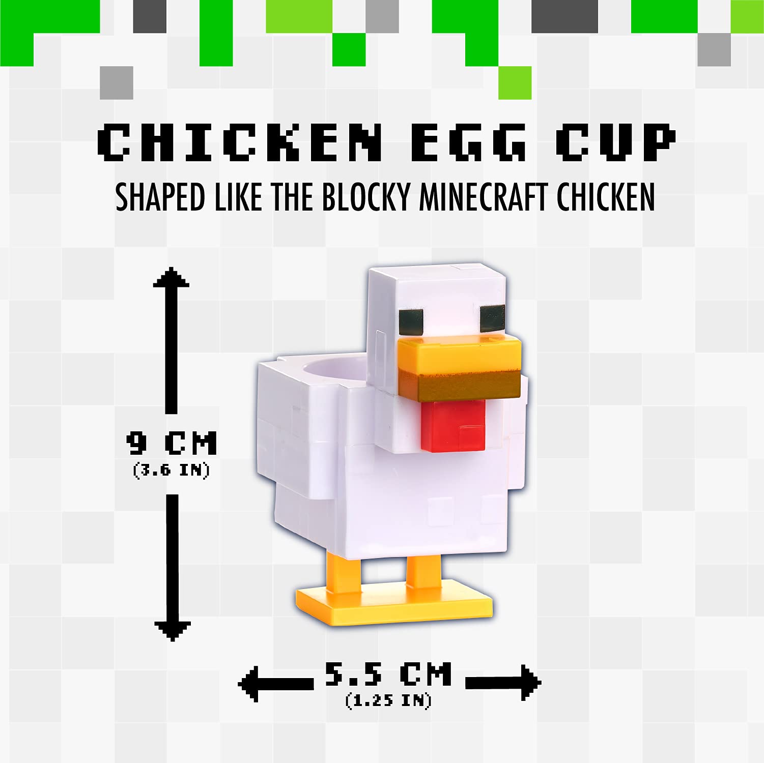 Minecraft Chicken Egg Cup and Toast Cutter Set - 100ml Plastic Kitchen Gadget for Kids Breakfast - Perfect for Minecraft Fans, Egg Cups, Toast Shapes & Fun Breakfast Ideas