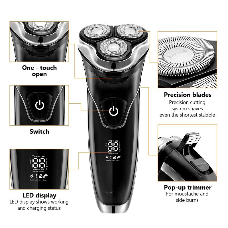 Men's Electric Head Shaver & Beard Trimmer - Waterproof Pop-Up Shaving Machine for Smooth Bald Head & Facial Hair - Perfect for Travel, Gym & Daily Grooming