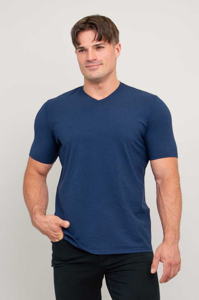 Adam Men's Short Sleeve Shirt - Soft Bamboo Fabric in Indigo Blue - Perfect for Casual Wear, Office & Summer Outfits