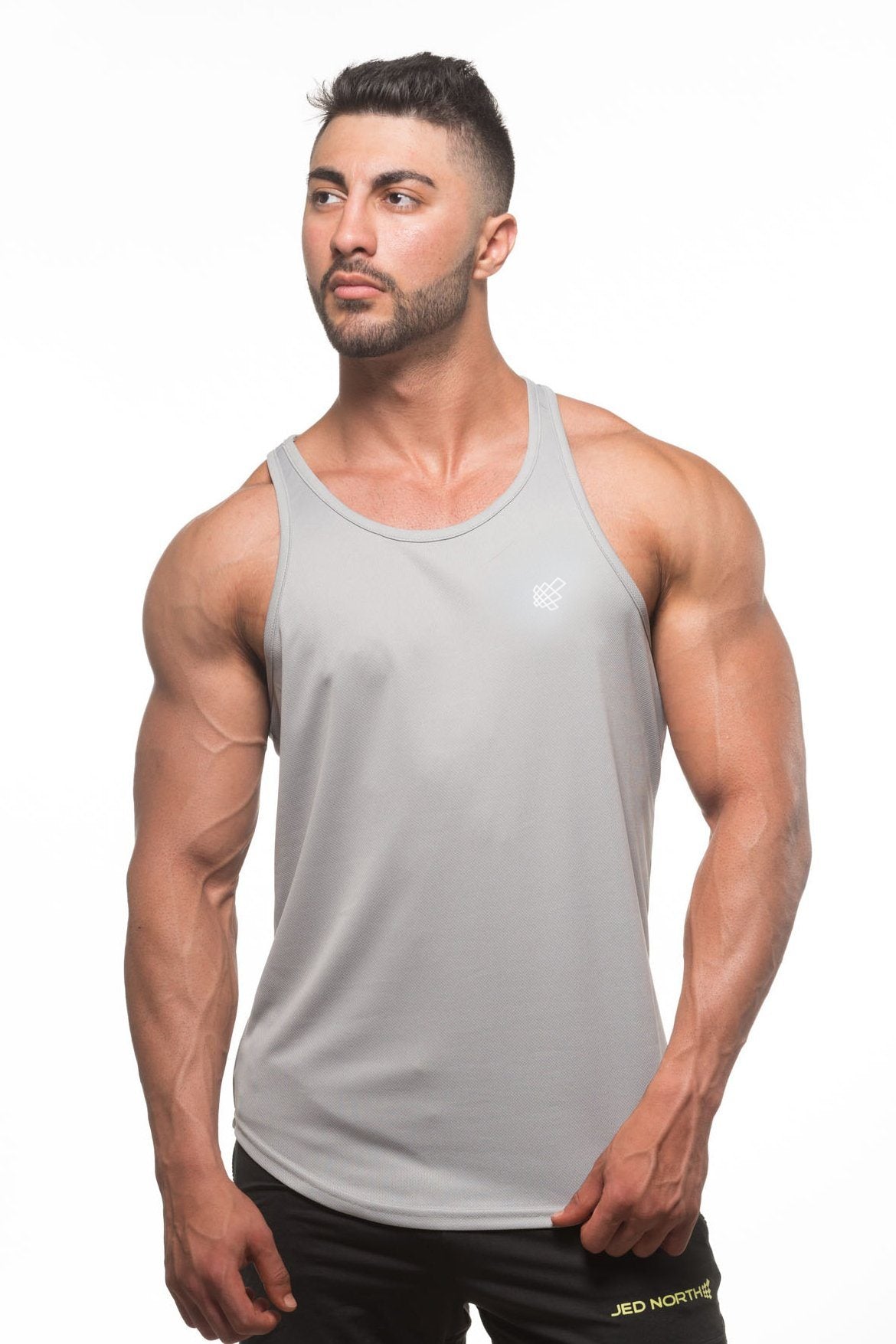 Jed North Men's Performance Microfiber Dri-Fit Tank Top - Silver - Moisture Wicking & Quick Dry Workout Shirt for Gym, Running & Athletic Activities