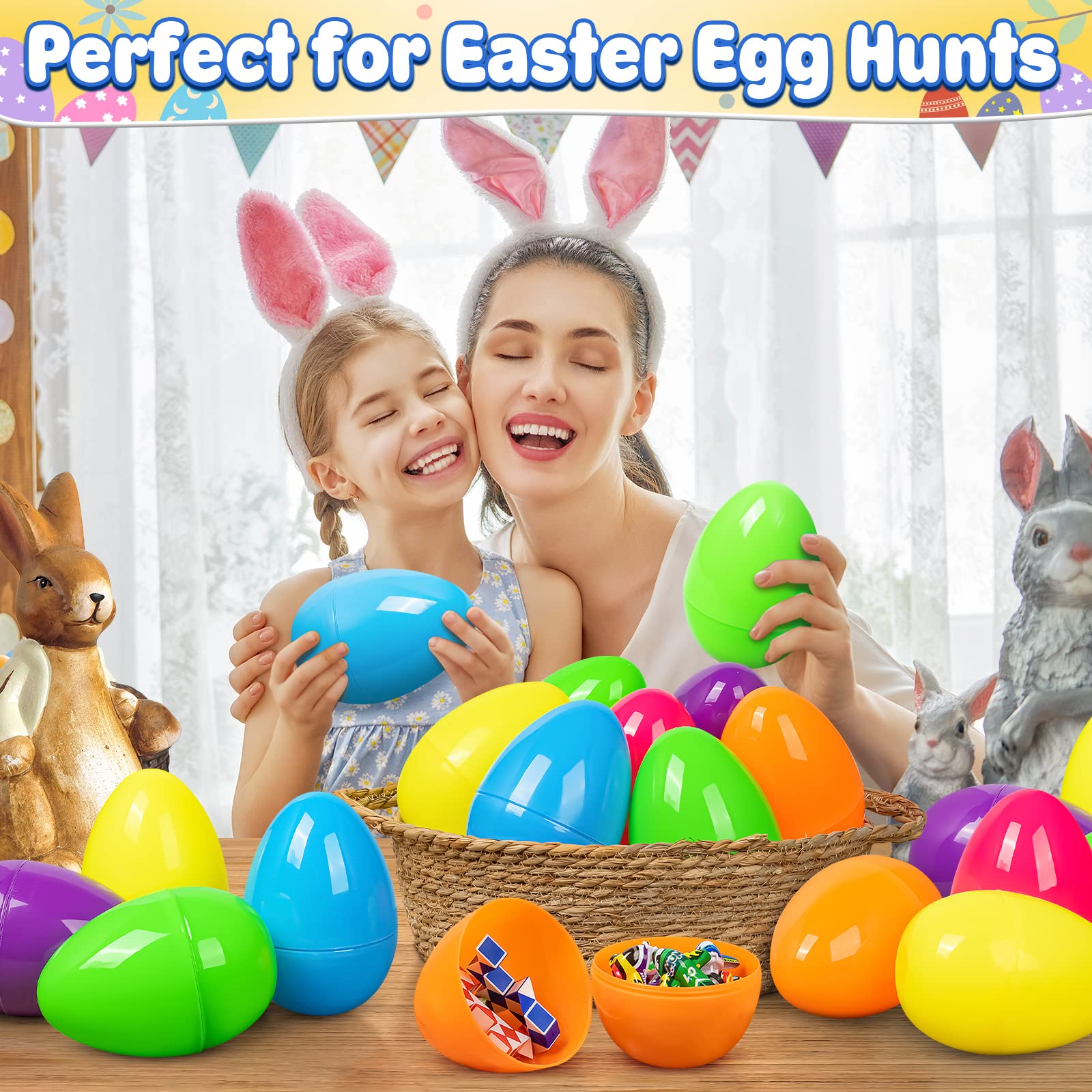 BainGesk 12-Piece 6-Inch Jumbo Plastic Easter Eggs - Large Fillable Easter Basket Stuffers for Egg Hunts, Candy & Toy Storage - Easter Party Favors & Decorations for Kids (Great for Easter Celebrations, Classroom Activities & Spring Festivals)