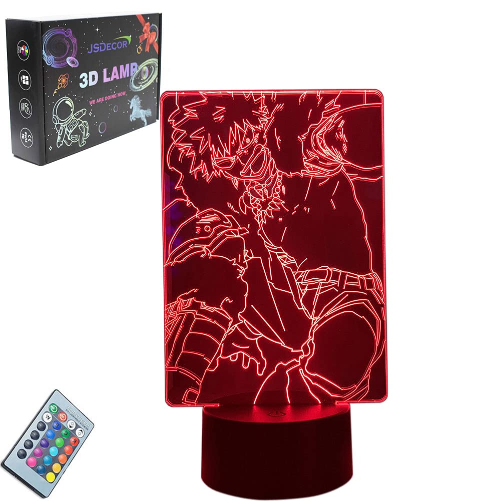 My Hero Academia Bakugou 3D LED Night Light - 16 Color Changing Anime Figure Lamp for Kids Bedroom, Home Decor, Christmas & Birthday Gifts - Perfect for Anime Fans, Party Decorations and Themed Room Lighting
