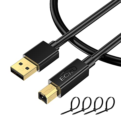 6FT USB 2.0 Printer Cable (1 Pack) - A Male to B Male High-Speed Data Transfer Cord for HP, Canon, Dell Printers | Compatible with Epson, Lexmark, Samsung, Brother, Xerox | Perfect for Home Office, Small Business & Remote Work Setups