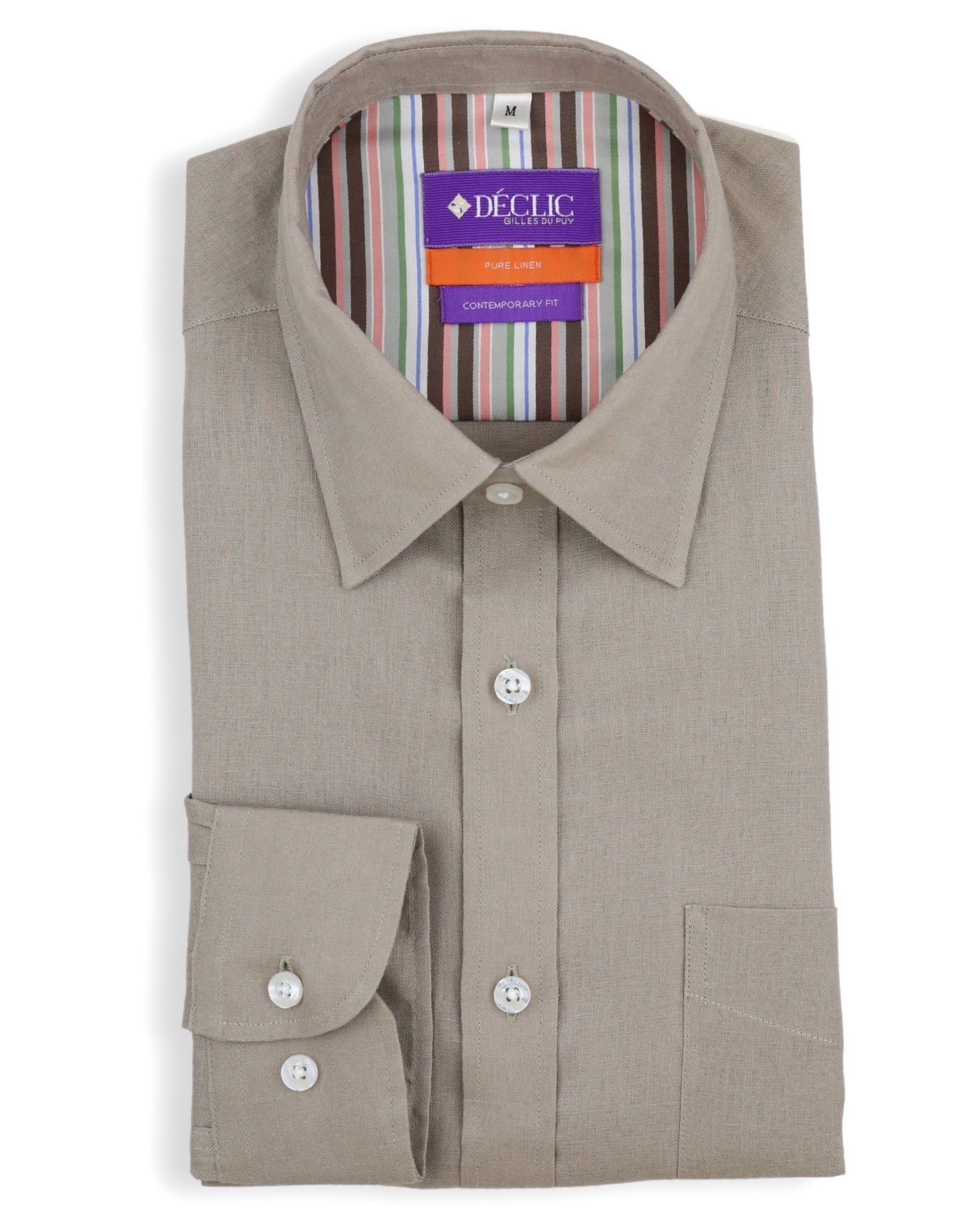 DÉCLIC Caldo Linen Shirt for Men - Natural Color Lightweight Breathable Summer Casual Shirt - Perfect for Beach, Vacation, and Outdoor Activities