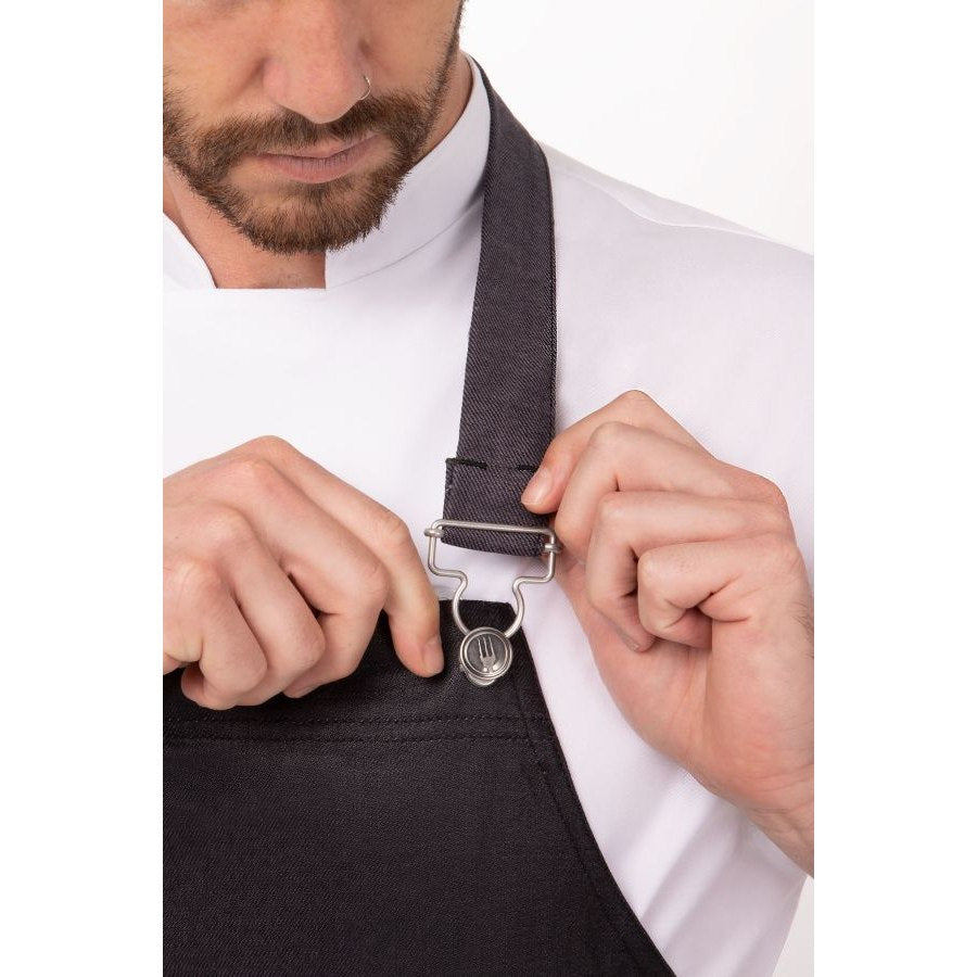 Chef Works ABWT051PUB0 Boulder Bib Apron - Purple & Black, 34 x 30 Inches - Durable Kitchen Apron for Cooking, Grilling & Baking - Perfect for Chefs, BBQ & Home Cooks
