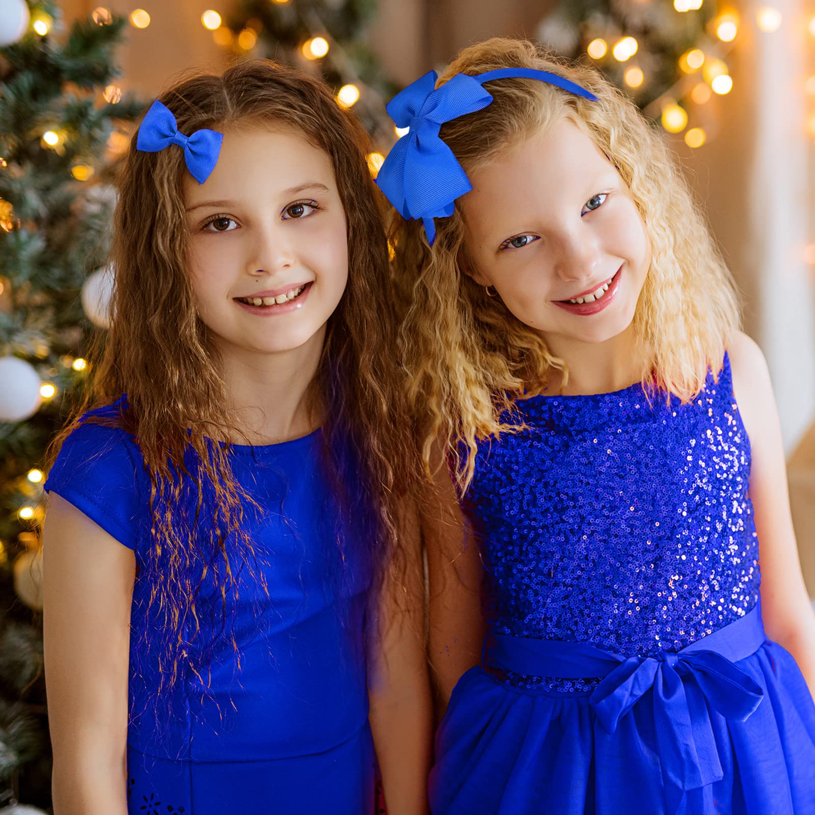 33Pcs Blue Hair Accessories Set for Girls - Hair Bows, Headbands, Clips & Elastics | Perfect for School, Christmas & Birthday Gifts | Toddler Hair Decorations & Party Supplies