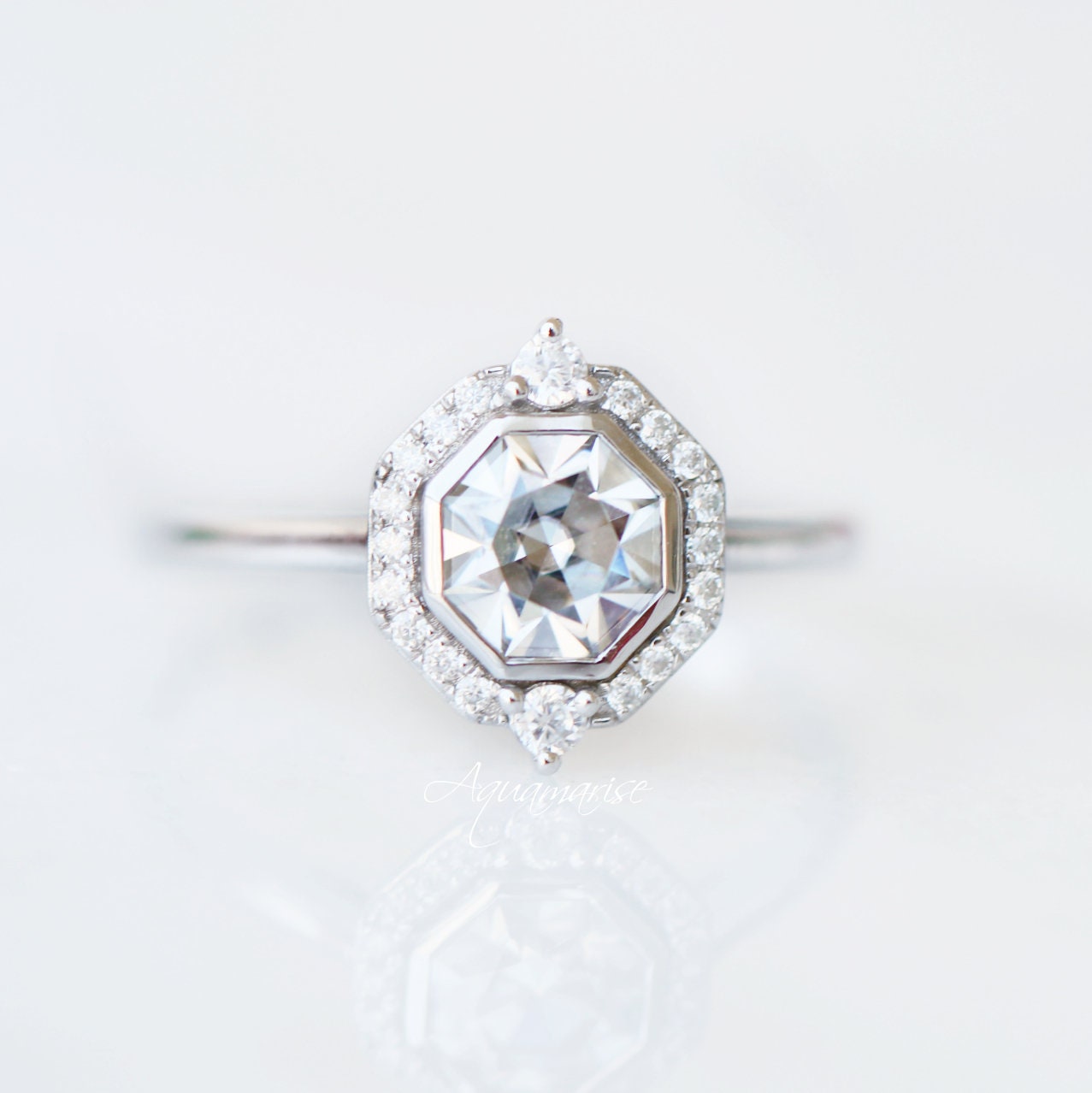 Octavia 14K White Gold Moissanite Engagement Ring for Women - Perfect for Proposals, Weddings & Anniversaries