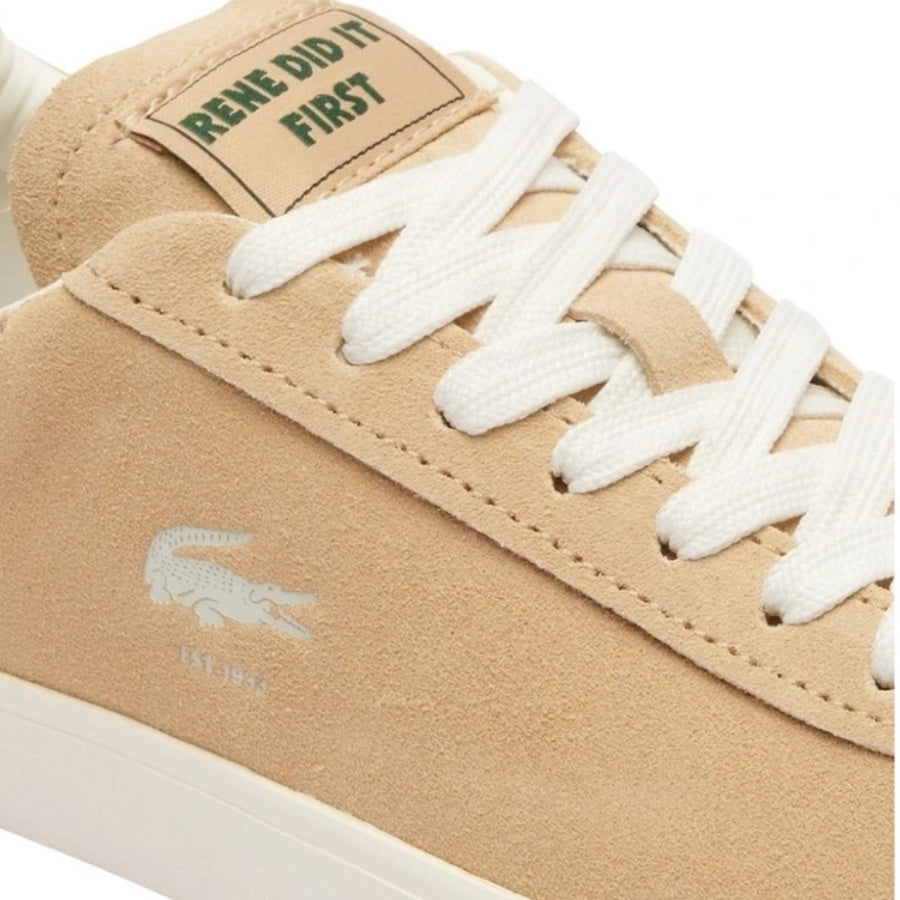 Lacoste Baseshot 124 Men's Casual Sneakers - Light Brown & Off White Colorway | Comfortable Walking Shoes for Everyday Wear, Gym & Outdoor Activities