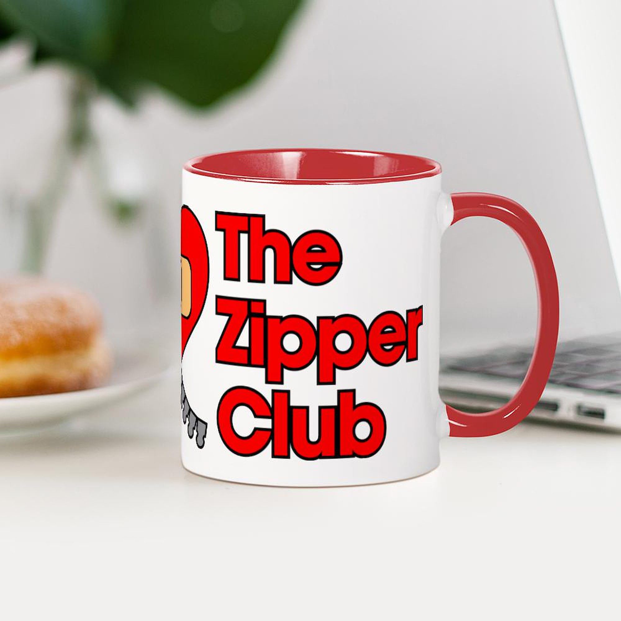 The Zipper Club 11 oz (325 ml) Ceramic Coffee Mug - Funny Novelty Gift for Friends & Coworkers - Perfect for Office, Home & Camping Use