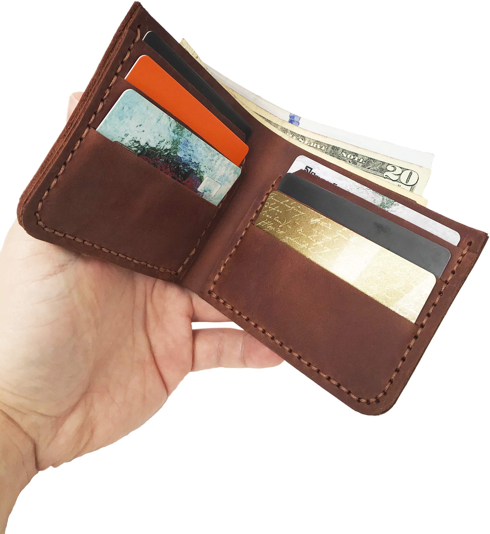 **Mandalorian Boba Fett Leather Wallet for Men - Handmade Hand-Stitched Genuine Leather Wallet - Perfect Gift for Dad, Husband, Boyfriend - Christmas, Birthday, Anniversary Gift - Ideal for Cosplay, Star Wars Fans & Collectors**