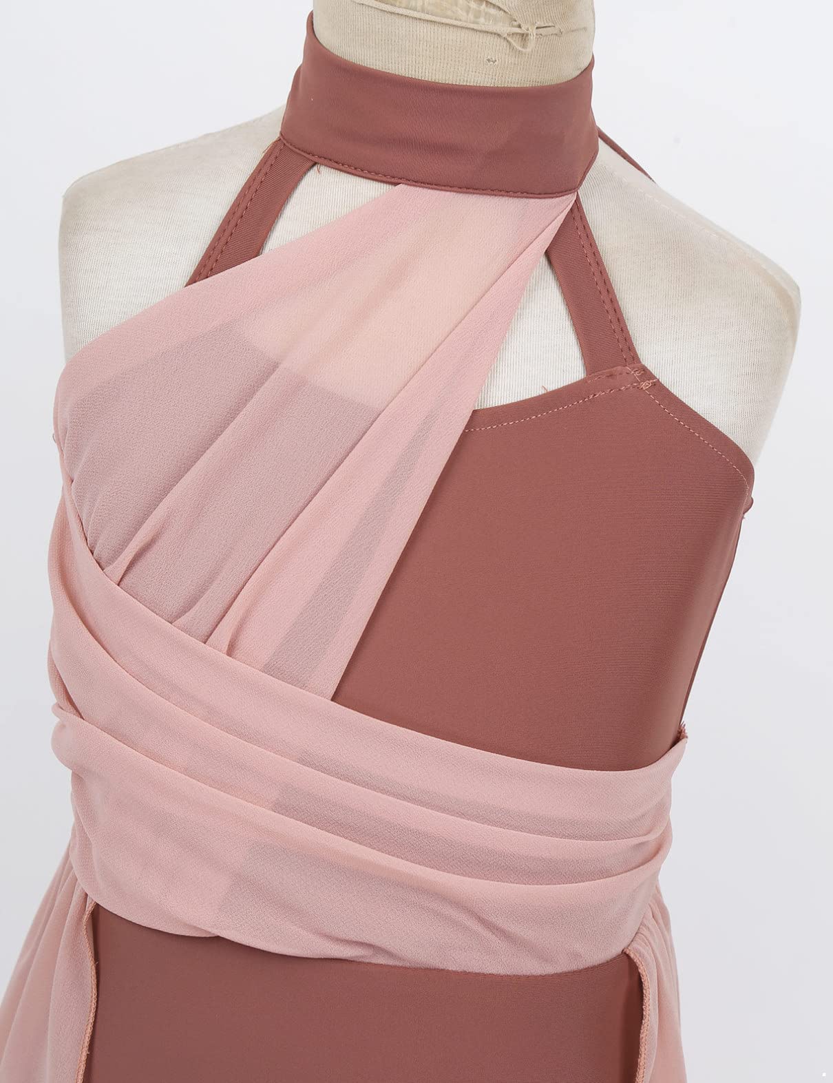 Elegant Sxiwei Girls Ballet Leotard Dress - Halter Neck Chiffon Dancewear for Ballroom, Lyrical & Contemporary Performances | Perfect for Recitals, Competitions & Dance Classes