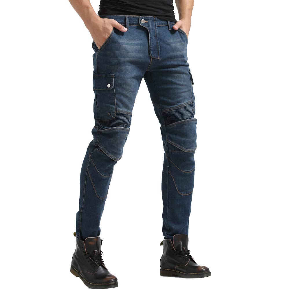 Men's Motorcycle Riding Jeans - CE Level 1 Armored Biker Pants with 4X Reinforced Knee & Hip Protection - Durable Denim for Safe Street & Adventure Riding