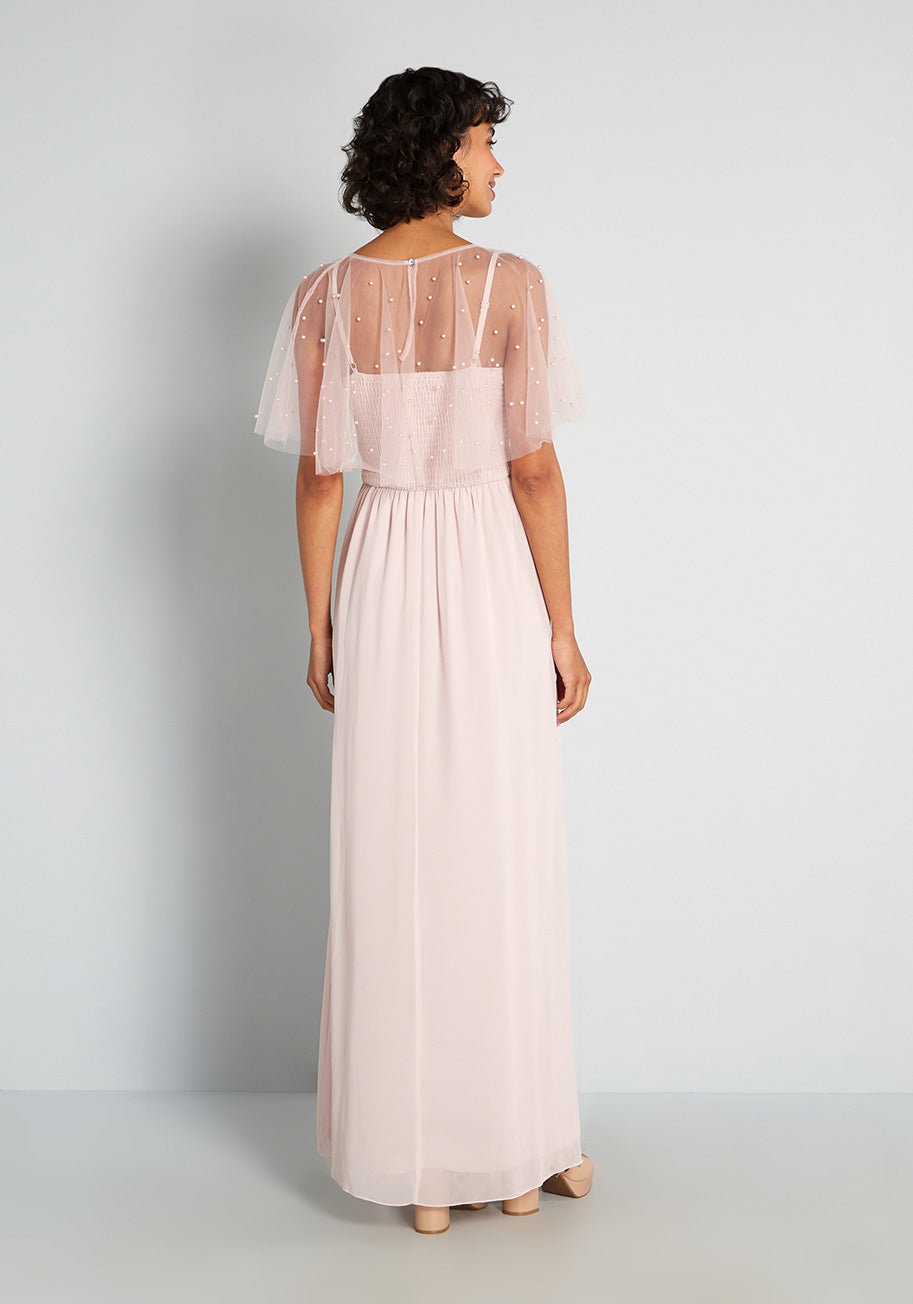 Elegant Misty Pink Maxi Dress for Women - Flowy Summer Beach Dress for Vacations, Weddings & Outdoor Parties