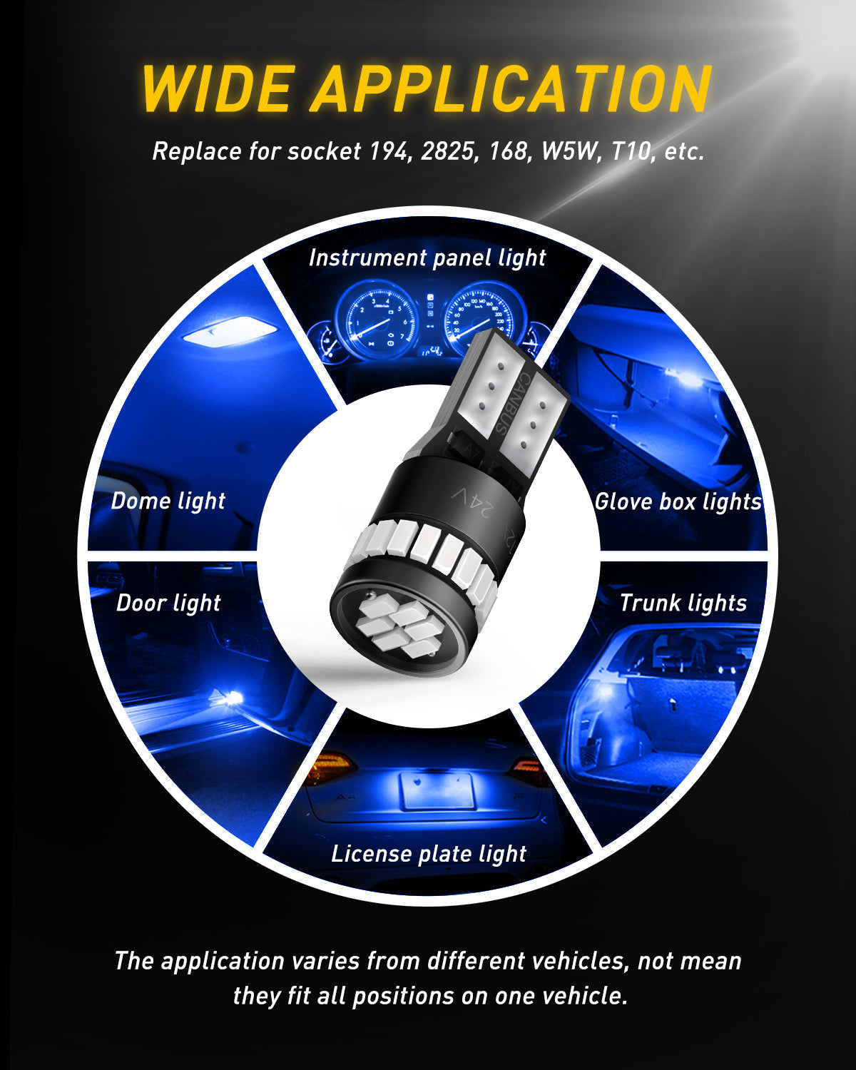 194 LED Bulb Blue - Super Bright Interior Car Lights for License Plate, Dome & Map Lights - Perfect for Night Driving & Vehicle Customization