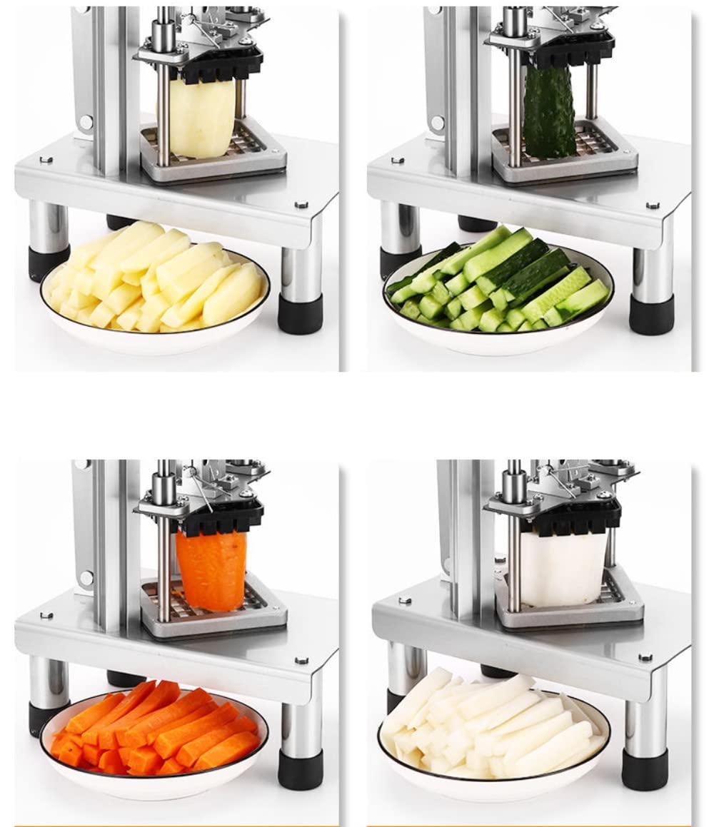 Commercial Stainless Steel French Fry Cutter - Heavy Duty Manual Potato Slicer with 3 Blades for Home & Restaurant Use | Perfect for Making Crispy Fries, Hash Browns & Veggie Chips