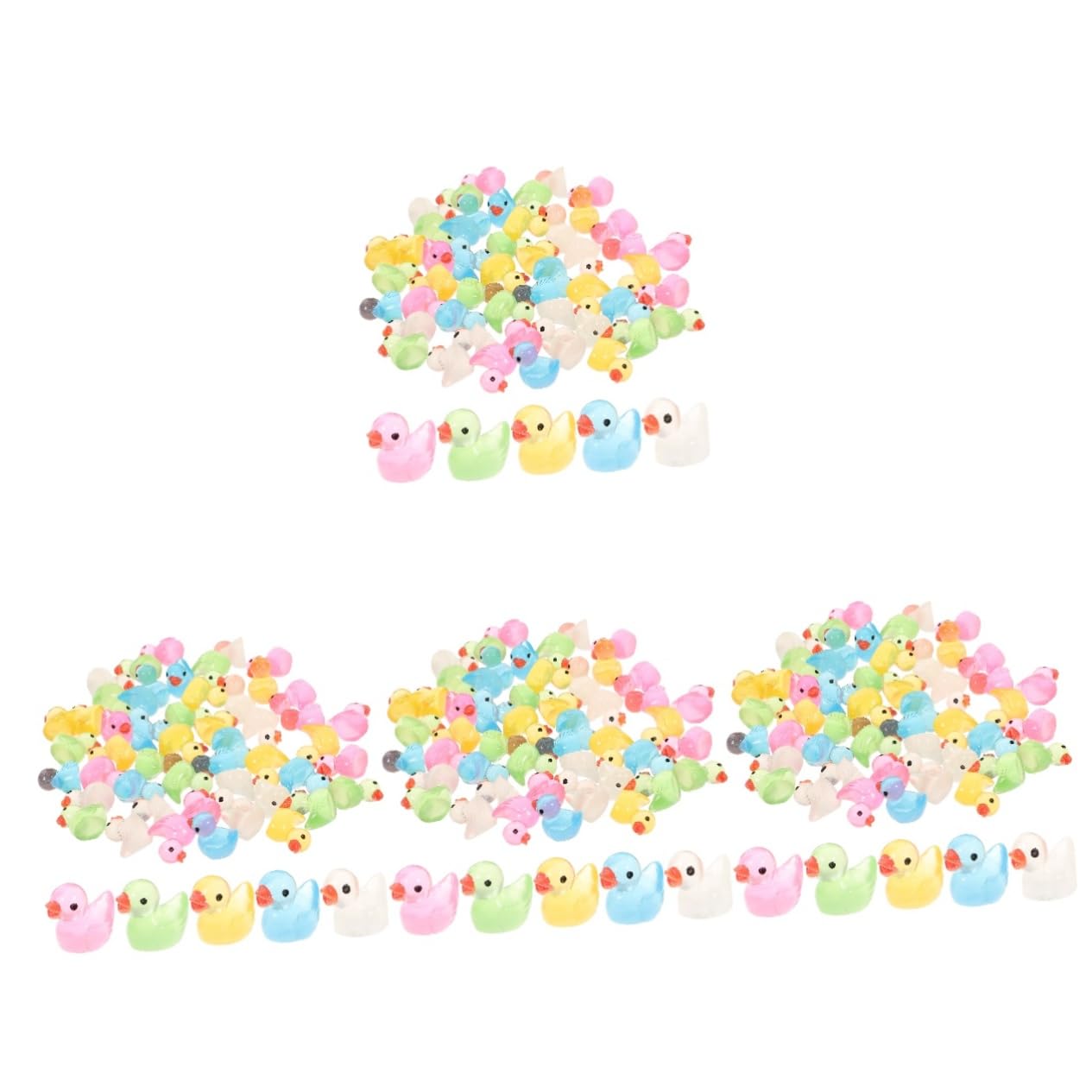 INOOMP 200 Pcs Mini Duck Toy Set - Cute Miniature Rubber Duck Figures for Kids Bath Time, Party Favors, Baby Shower Decorations & Sensory Play
